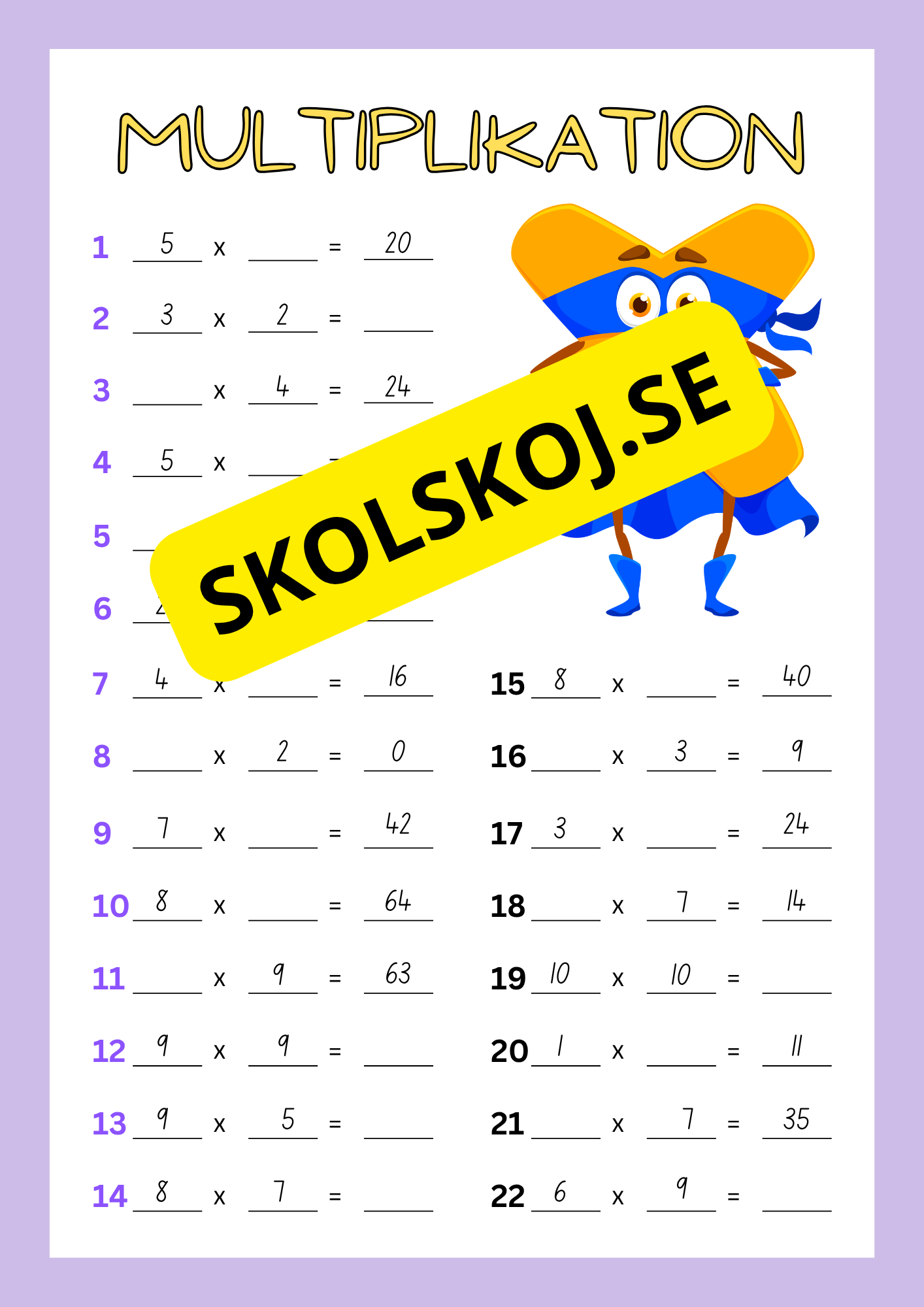 Träna multiplikation - Häfte