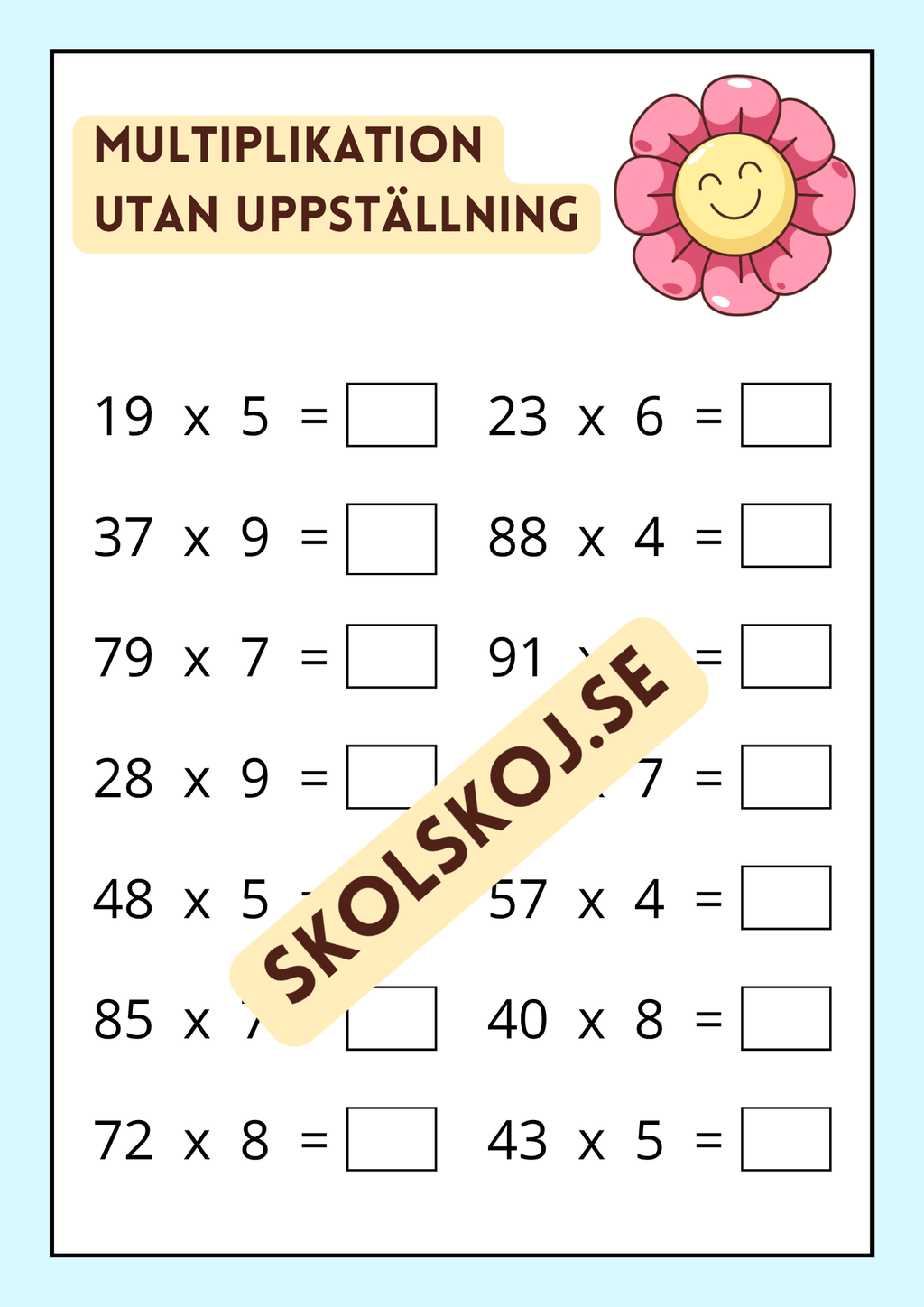 Träna multiplikation 0 - 1000
