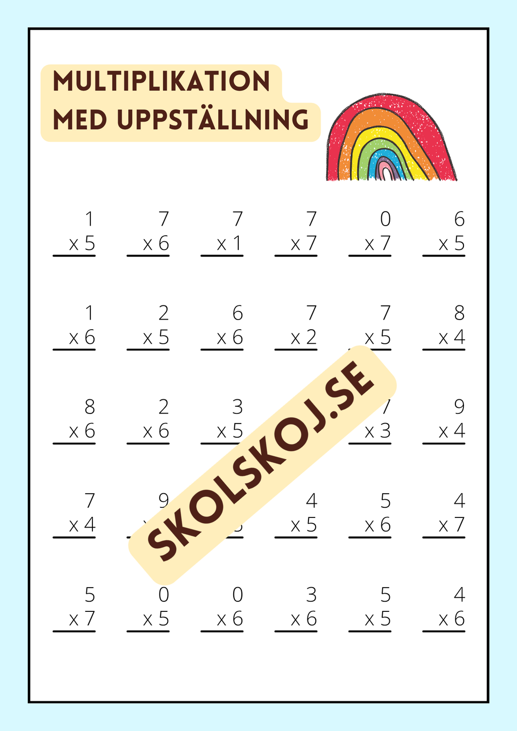 Träna multiplikation 0 - 1000
