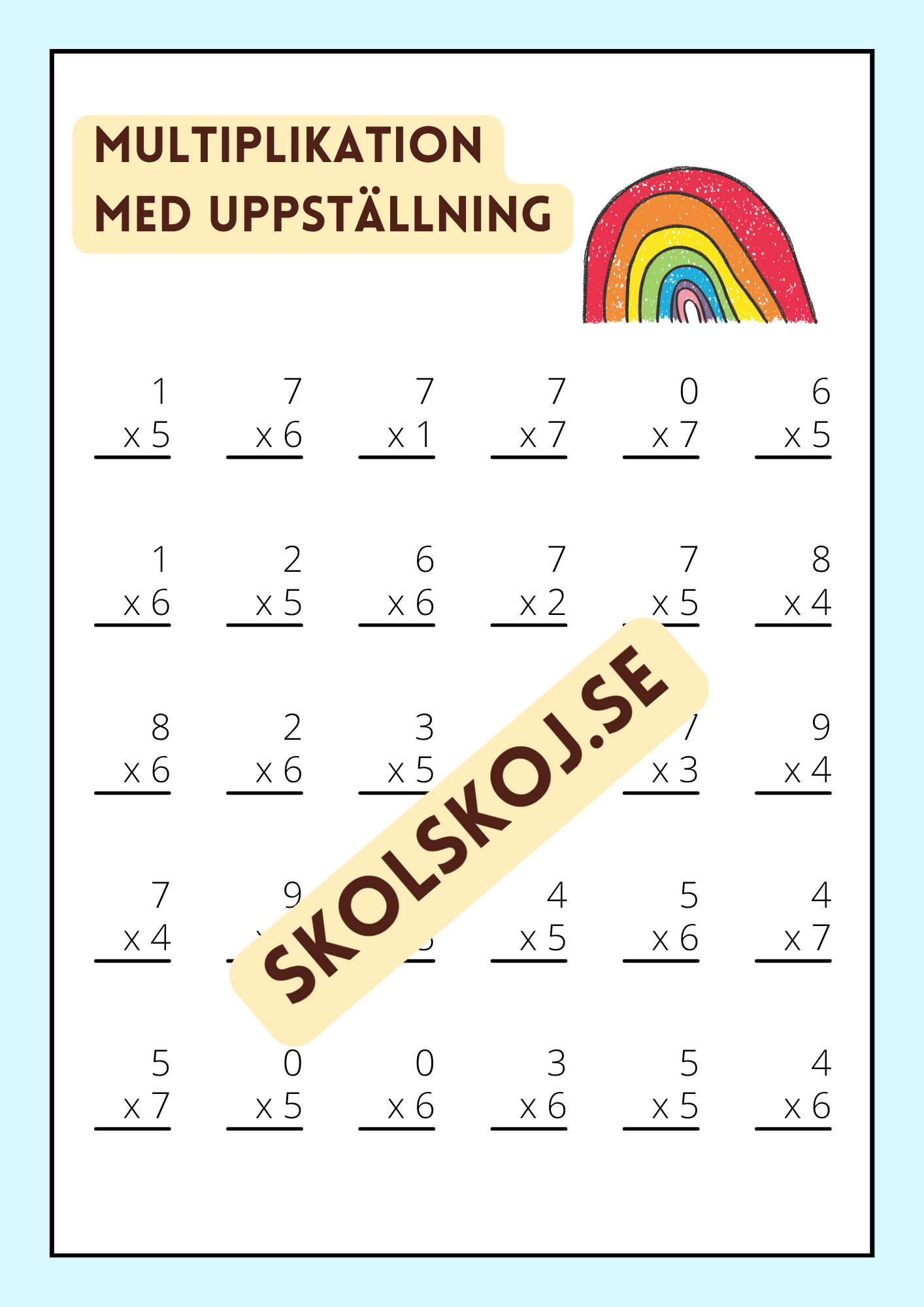 Träna multiplikation 0 - 1000