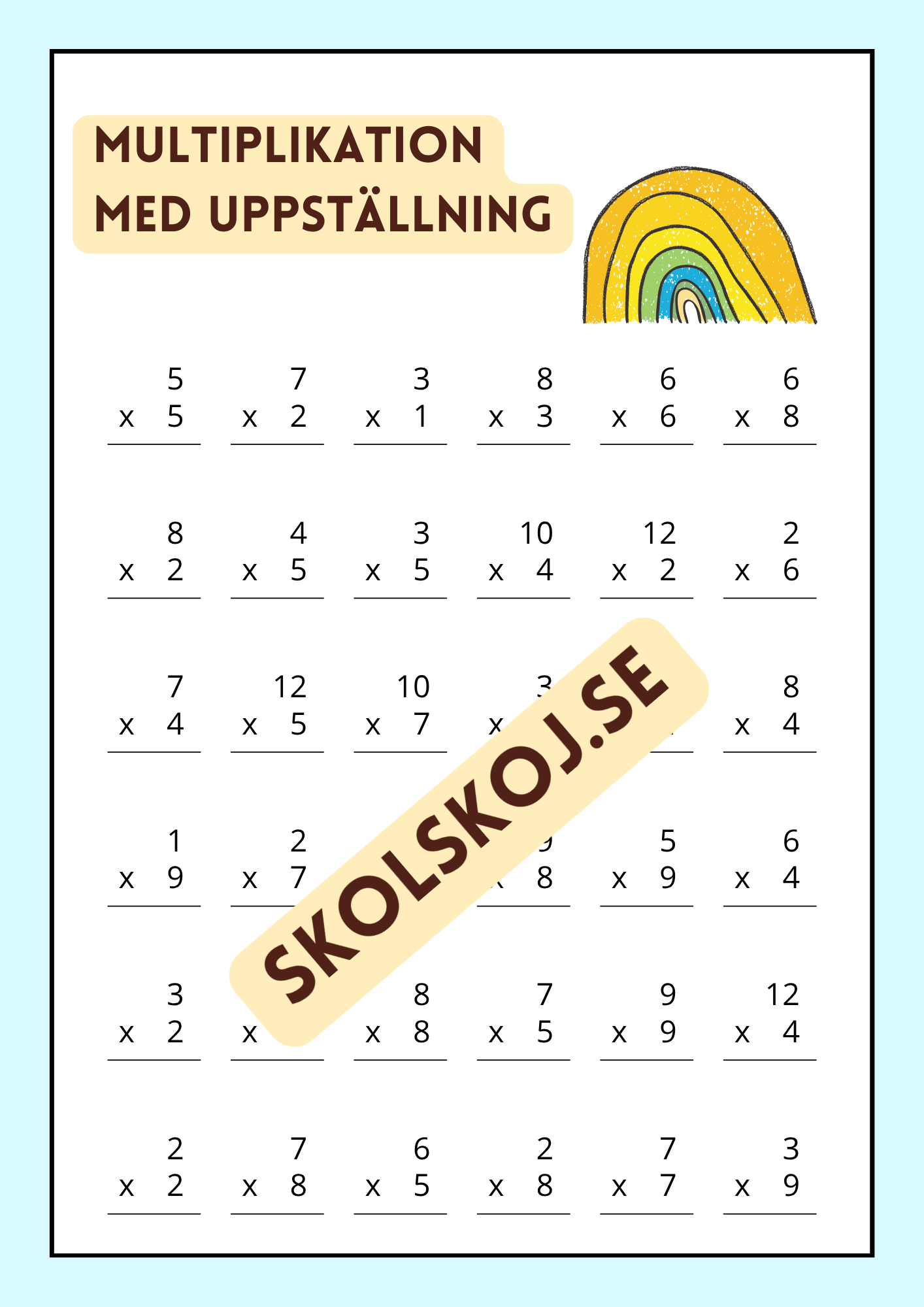 Träna multiplikation 0 - 1000