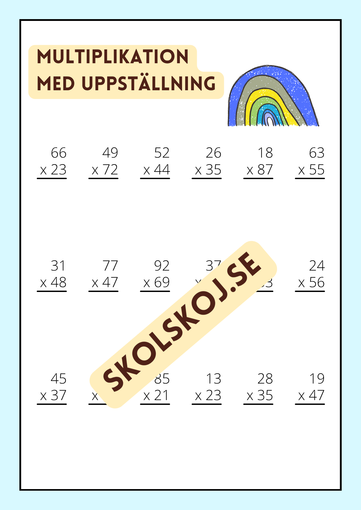 Träna multiplikation 0 - 1000