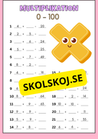 Träna multiplikation 0 - 100