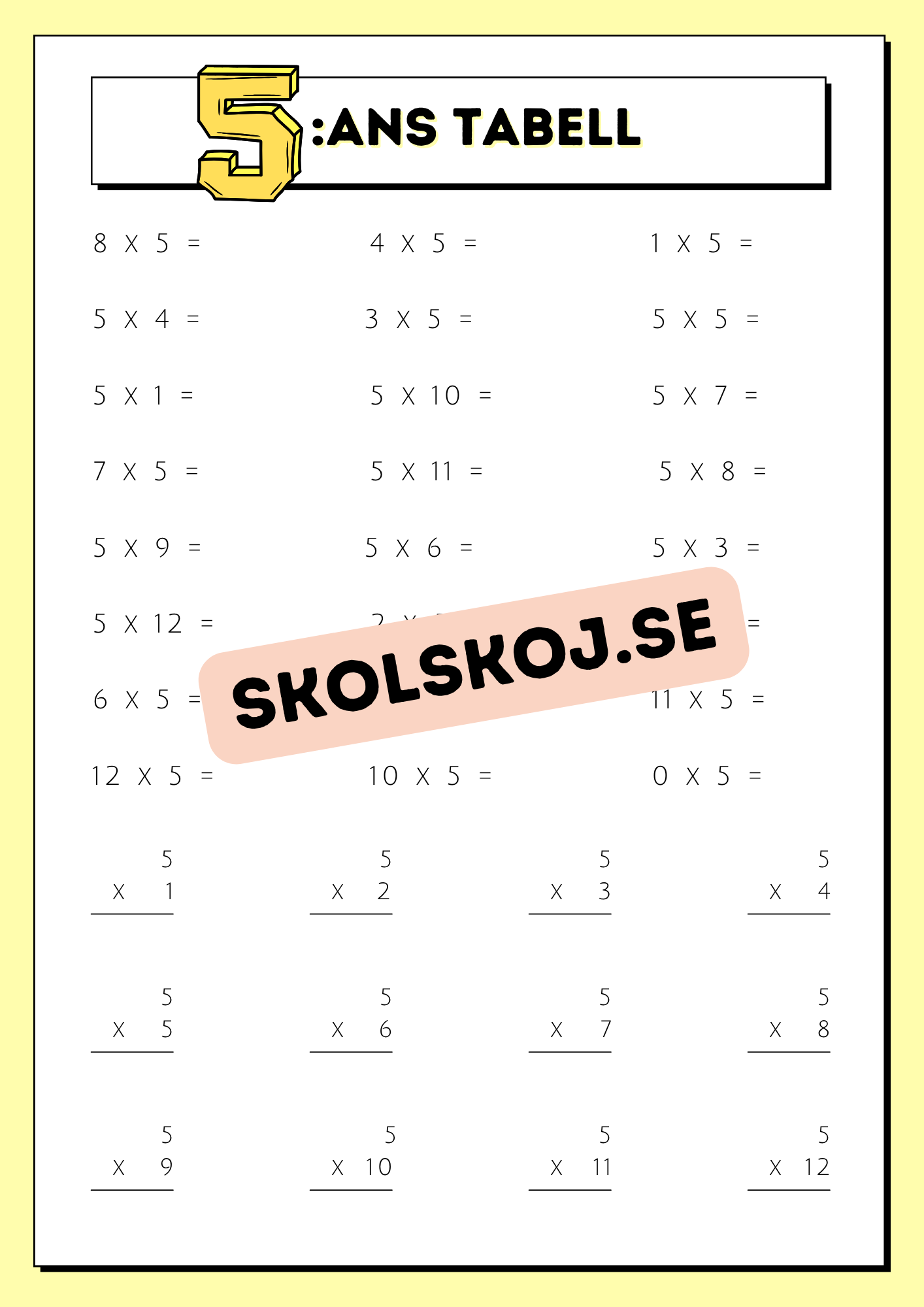 Träna multiplikation med multiplikationstabellerna
