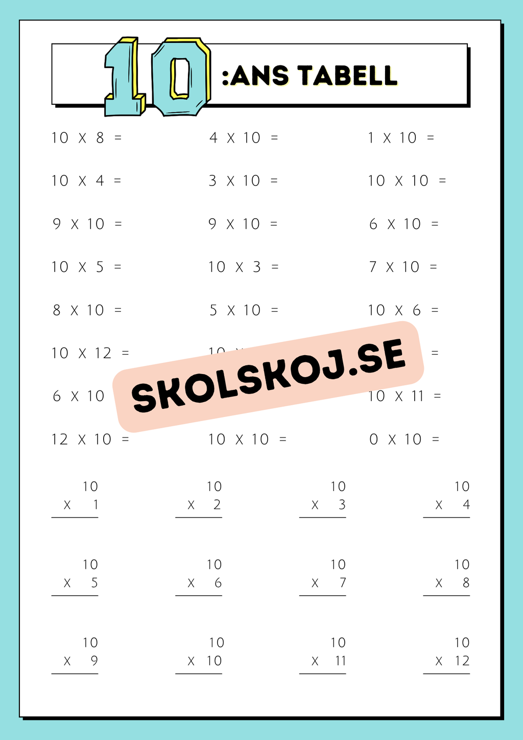 Träna multiplikation med multiplikationstabellerna