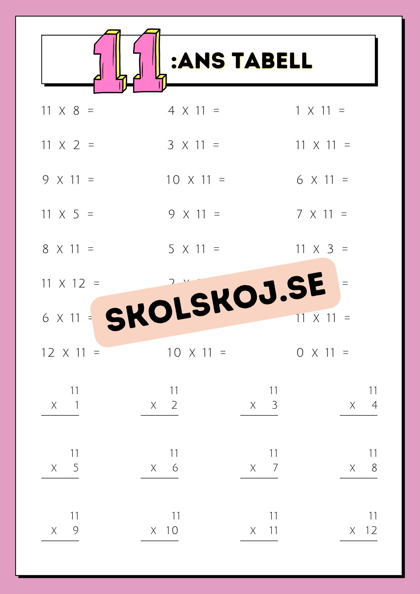 Träna multiplikation med multiplikationstabellerna