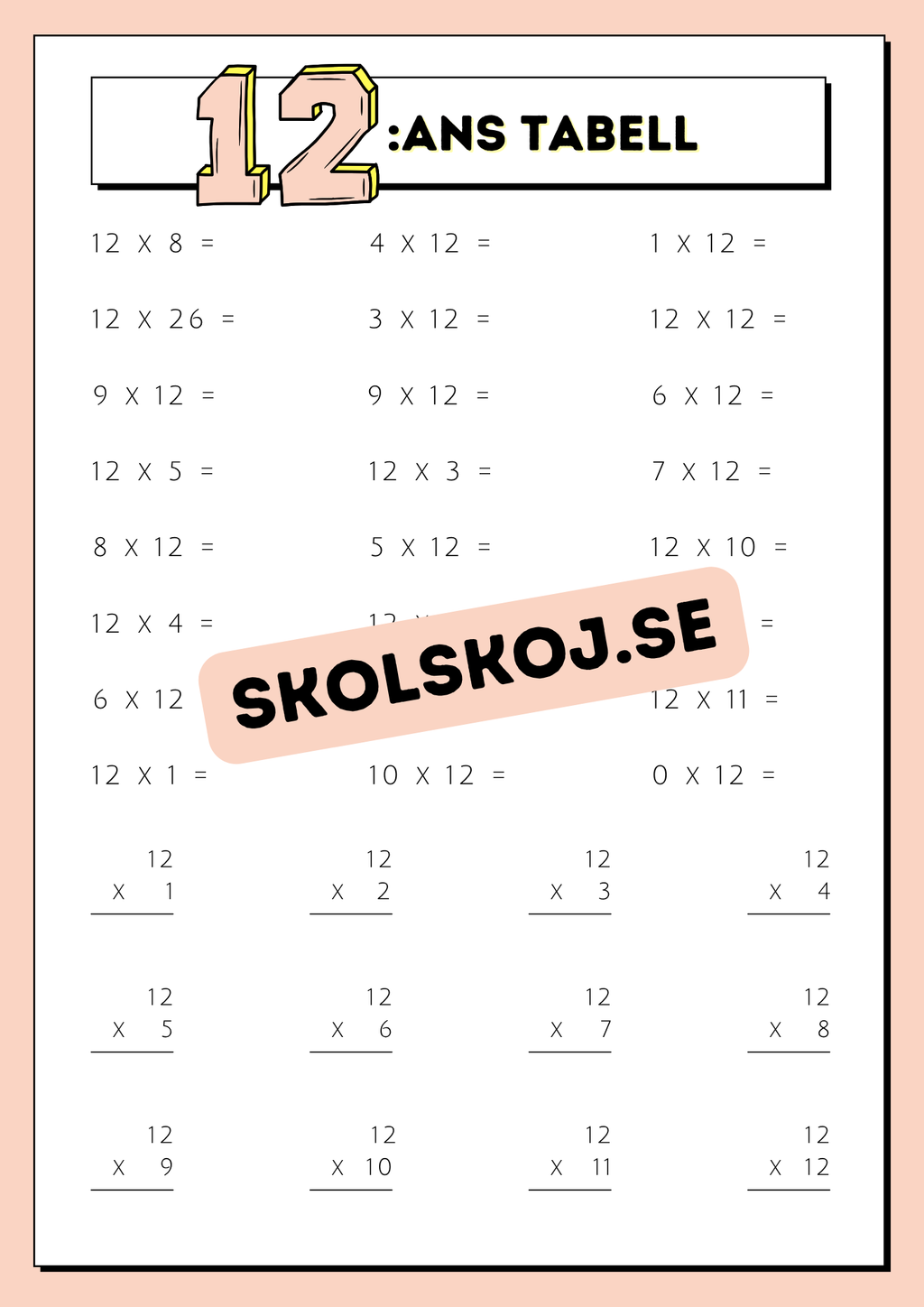 Träna multiplikation med multiplikationstabellerna
