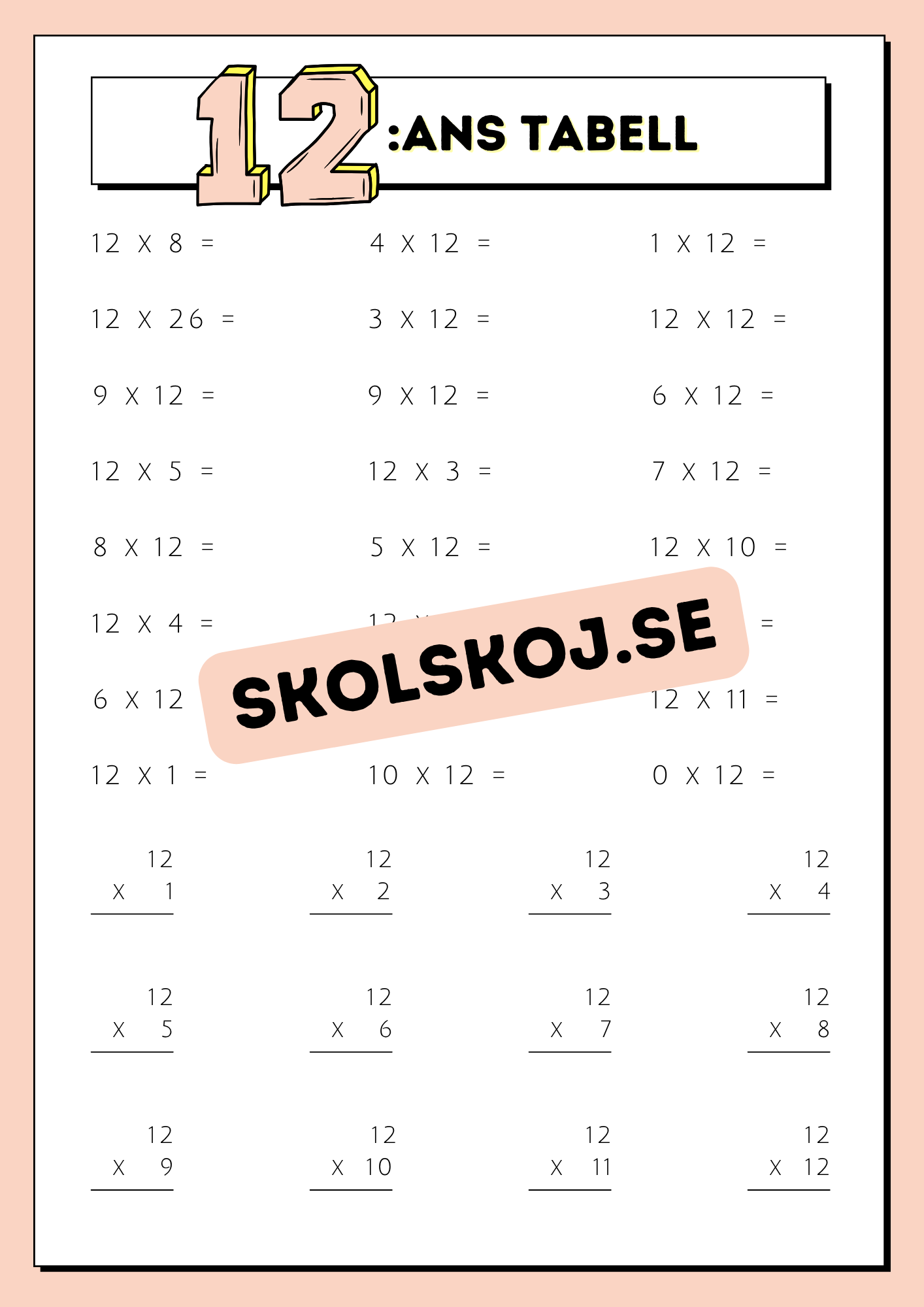 Träna multiplikation med multiplikationstabellerna