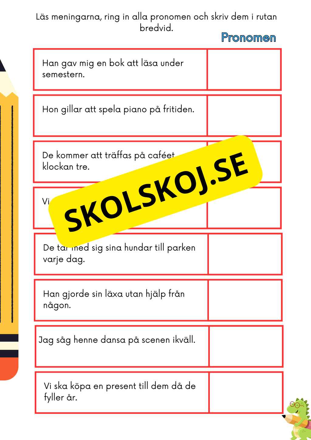 Träna på ordklasser