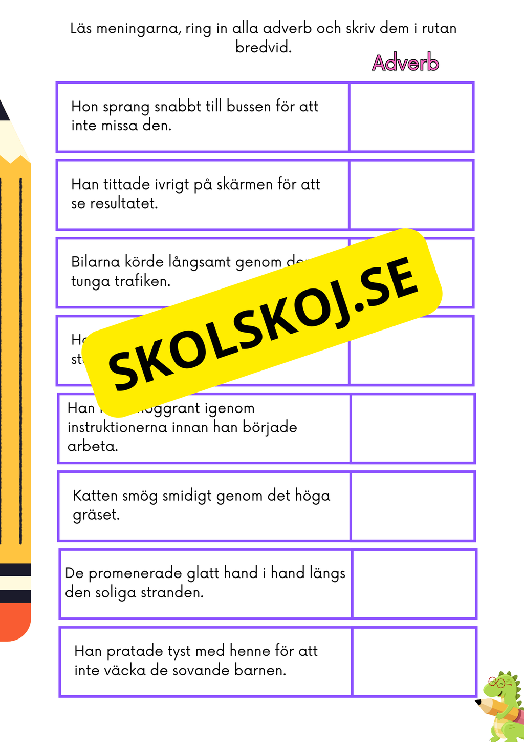 Träna på ordklasser