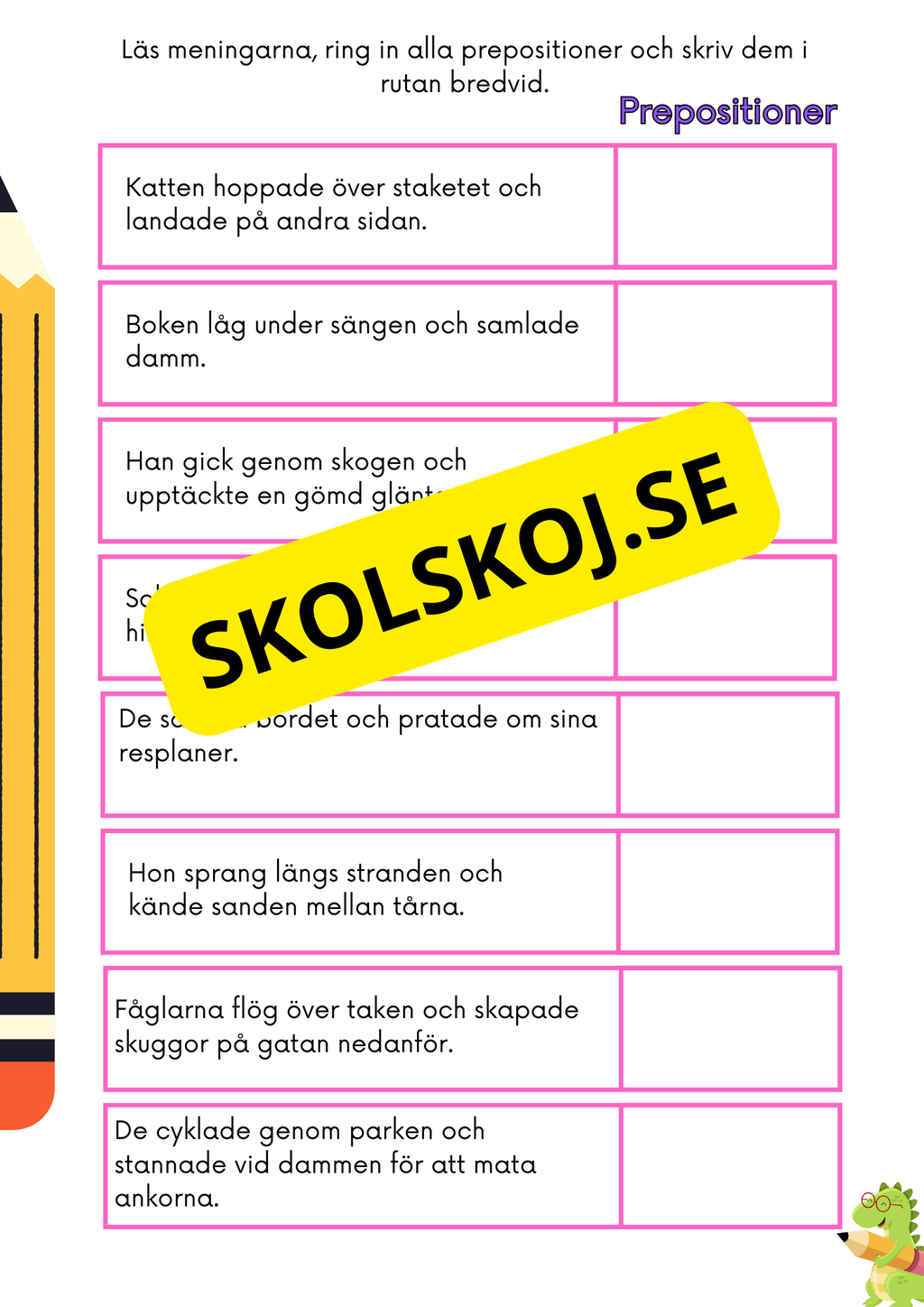 Träna på ordklasser