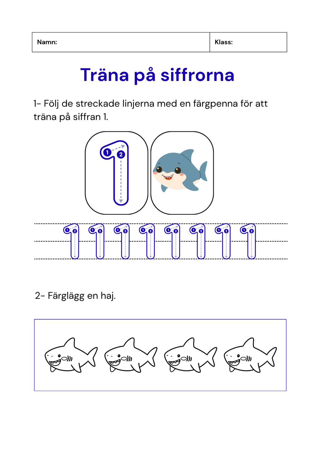 Träna på siffrorna - 1 - 10