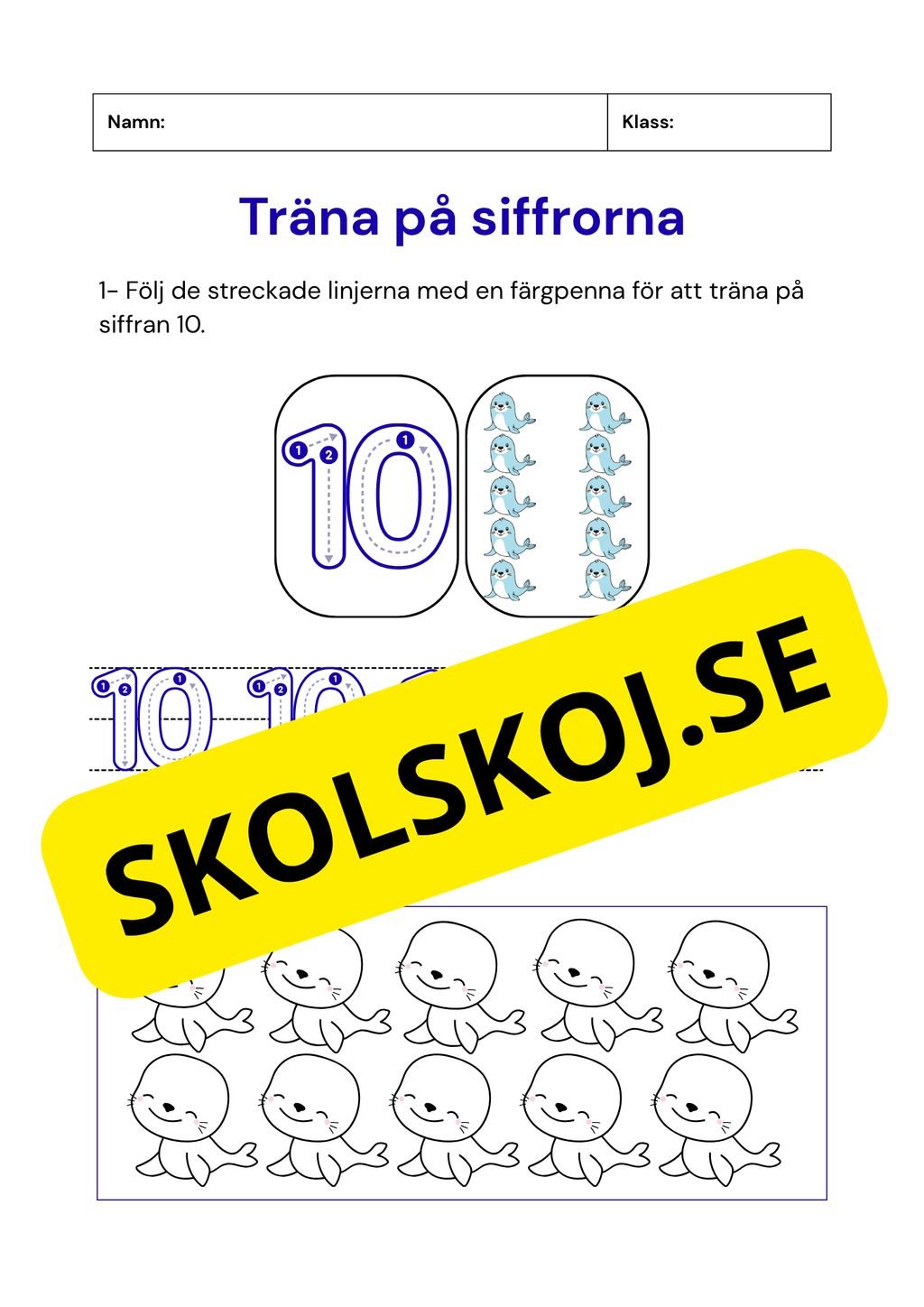Träna på siffrorna - 1 - 10