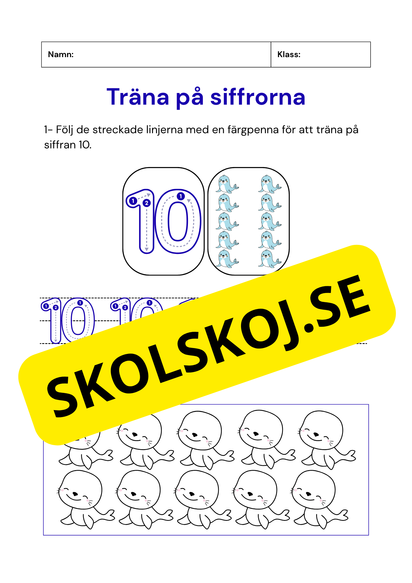 Träna på siffrorna - 1 - 10