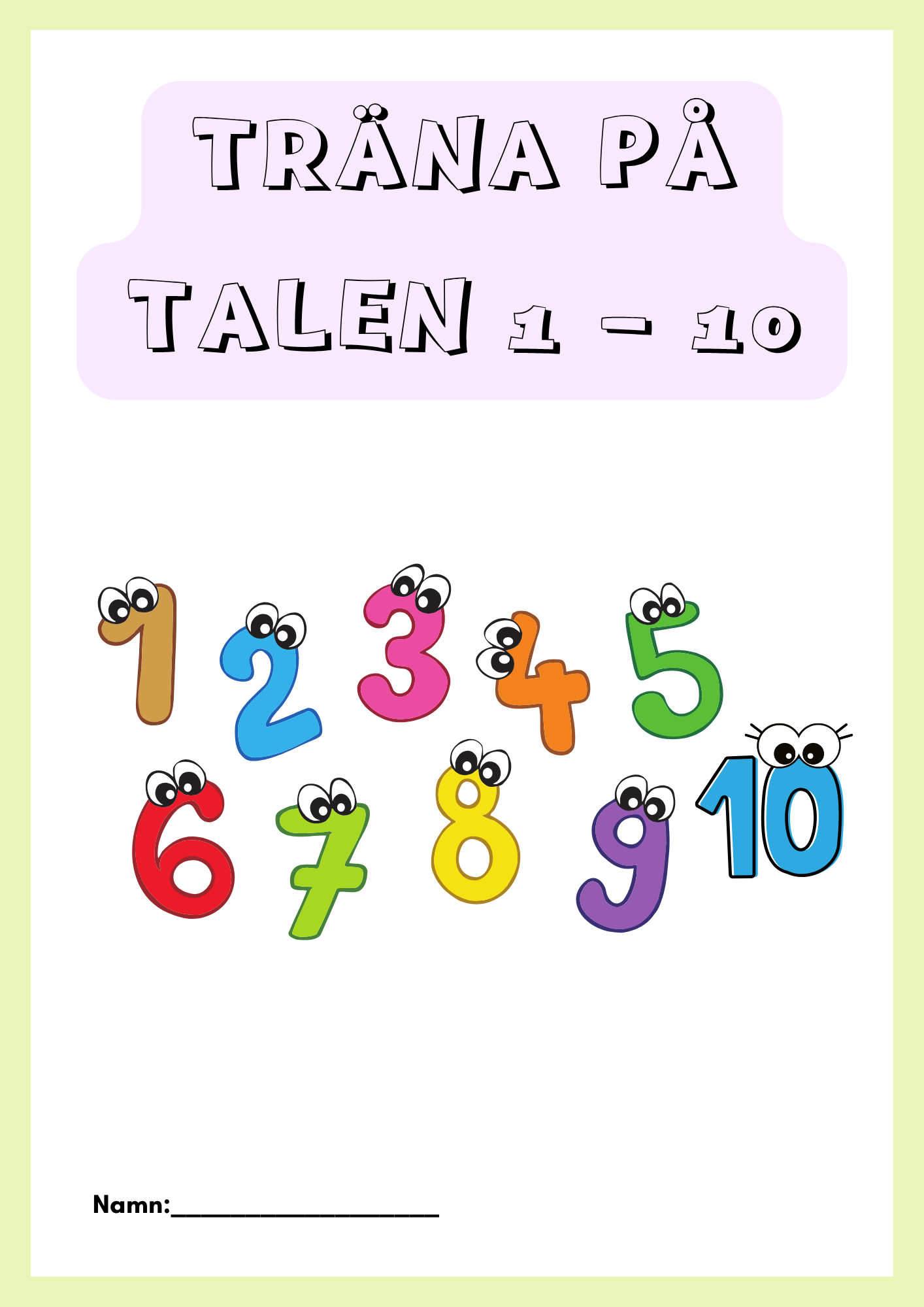 Träna på talen 1 - 10 (21 sidor)