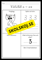 Träna på talen 1 - 10 (21 sidor)