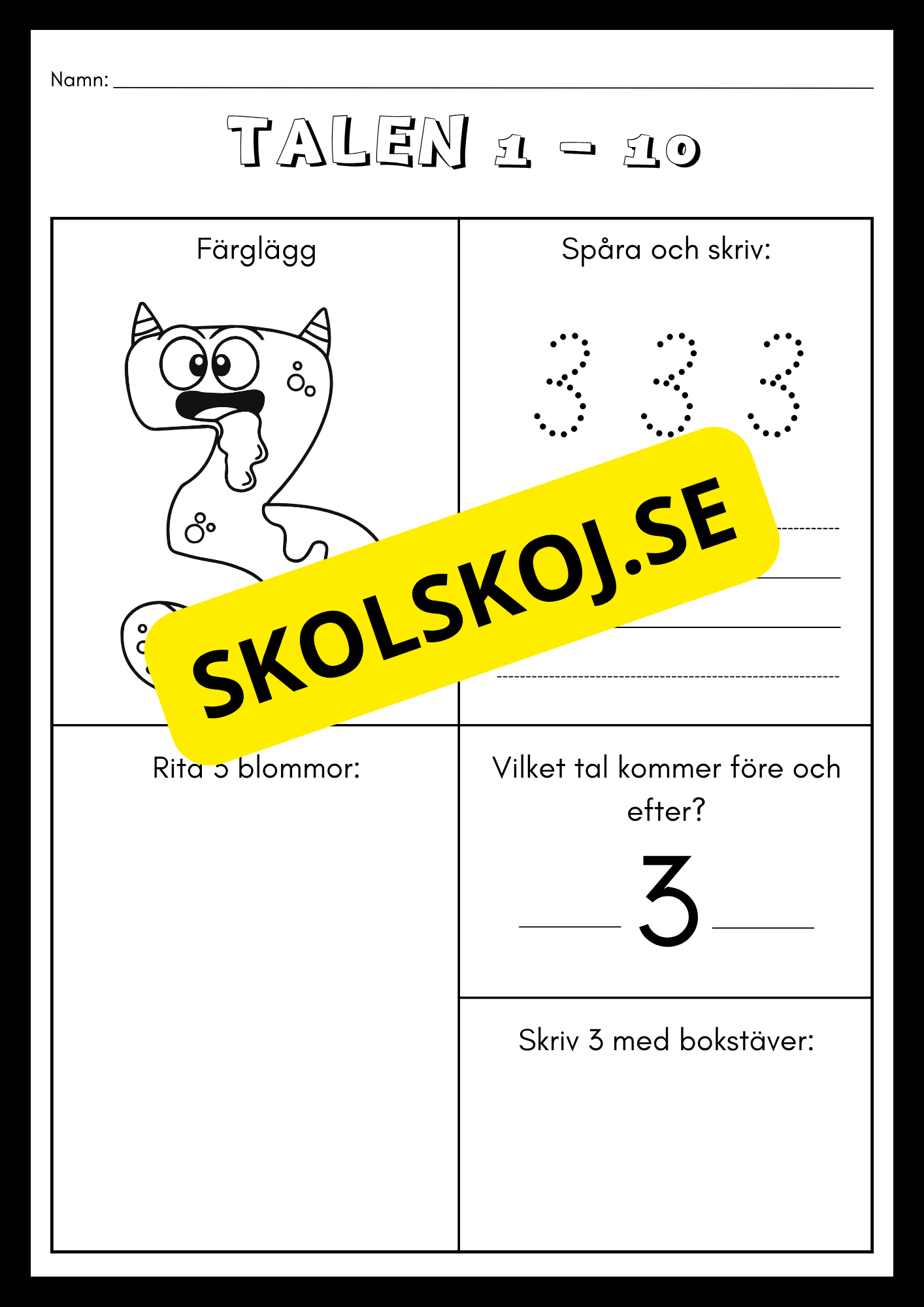 Träna på talen 1 - 10 (21 sidor)