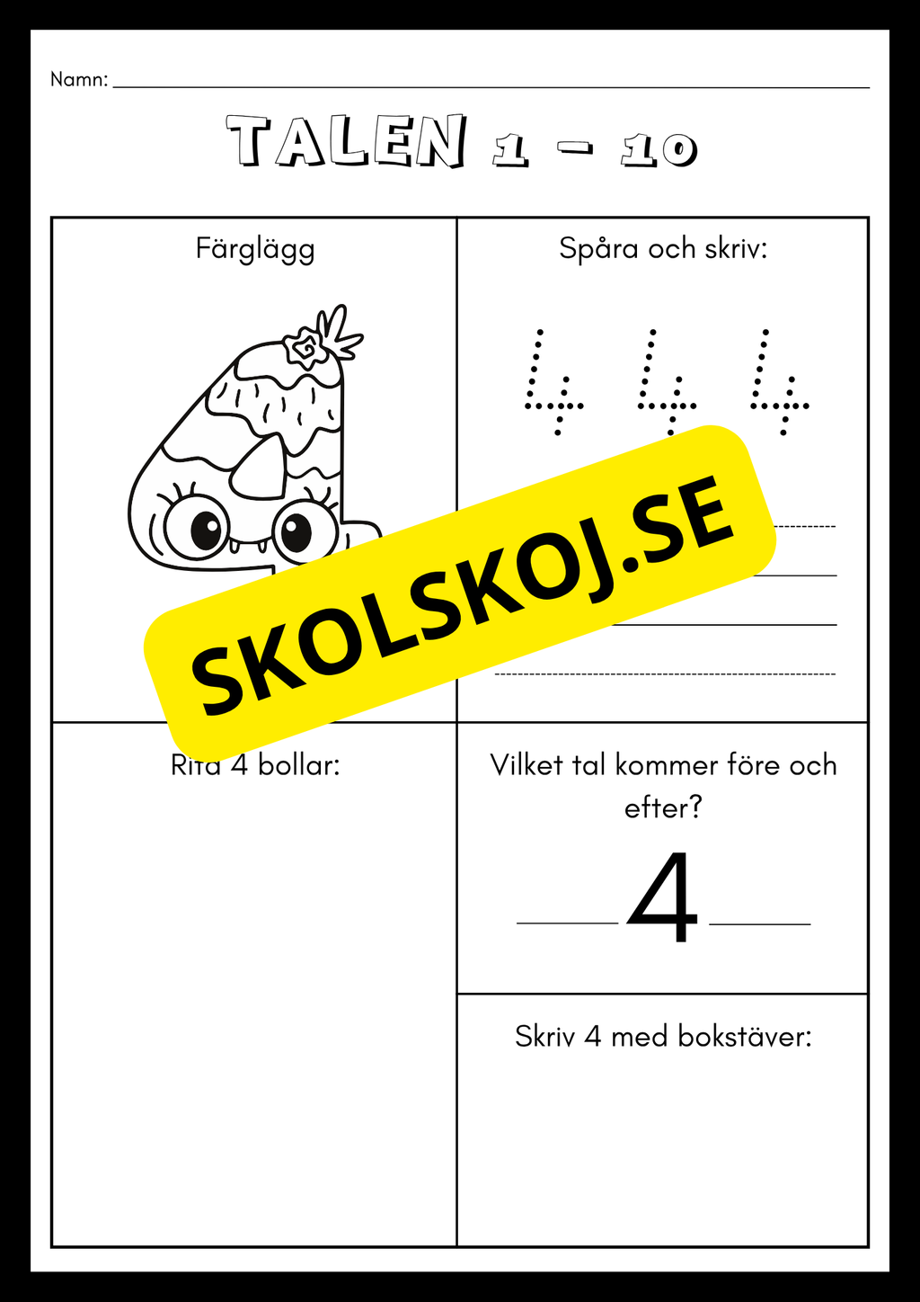 Träna på talen 1 - 10 (21 sidor)
