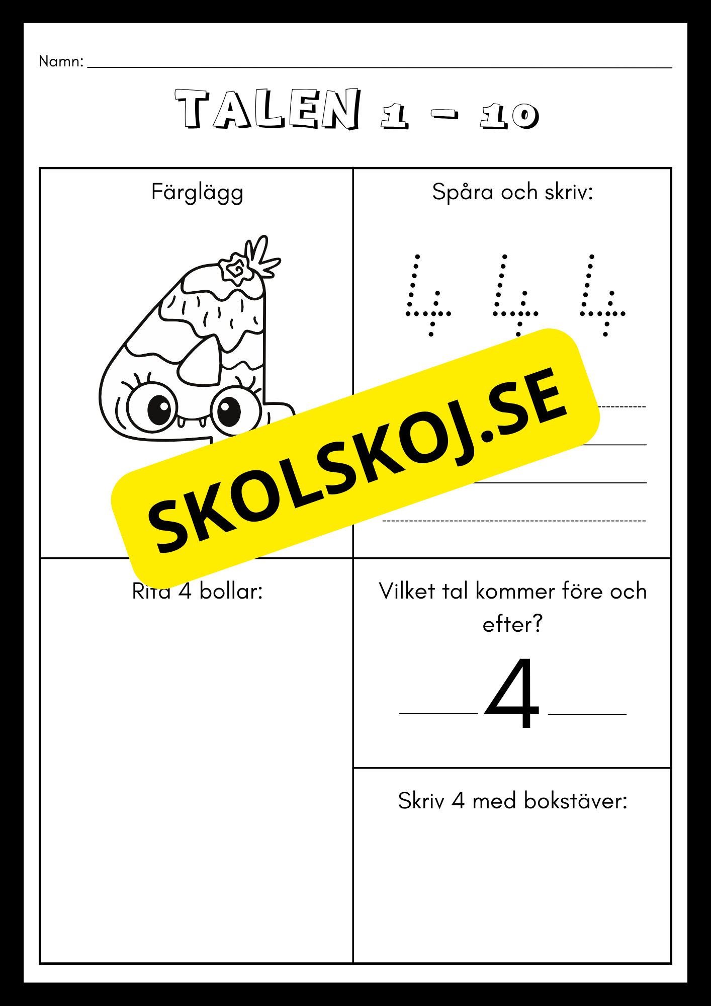 Träna på talen 1 - 10 (21 sidor)