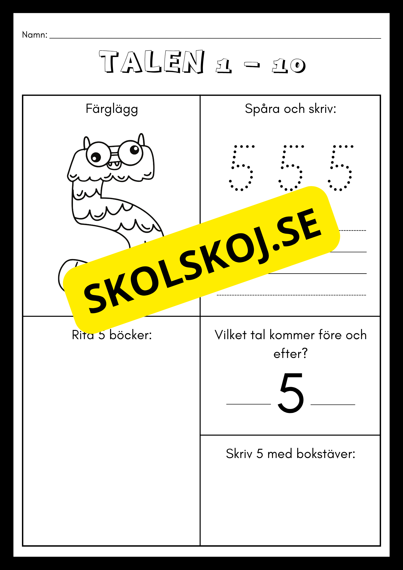 Träna på talen 1 - 10 (21 sidor)