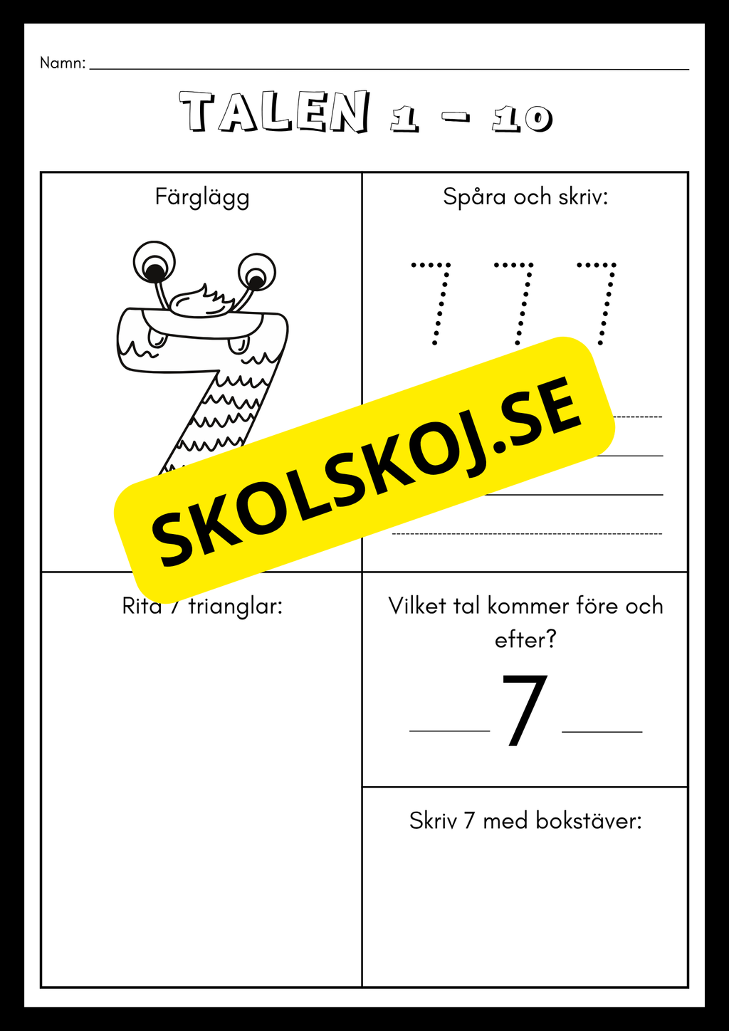 Träna på talen 1 - 10 (21 sidor)