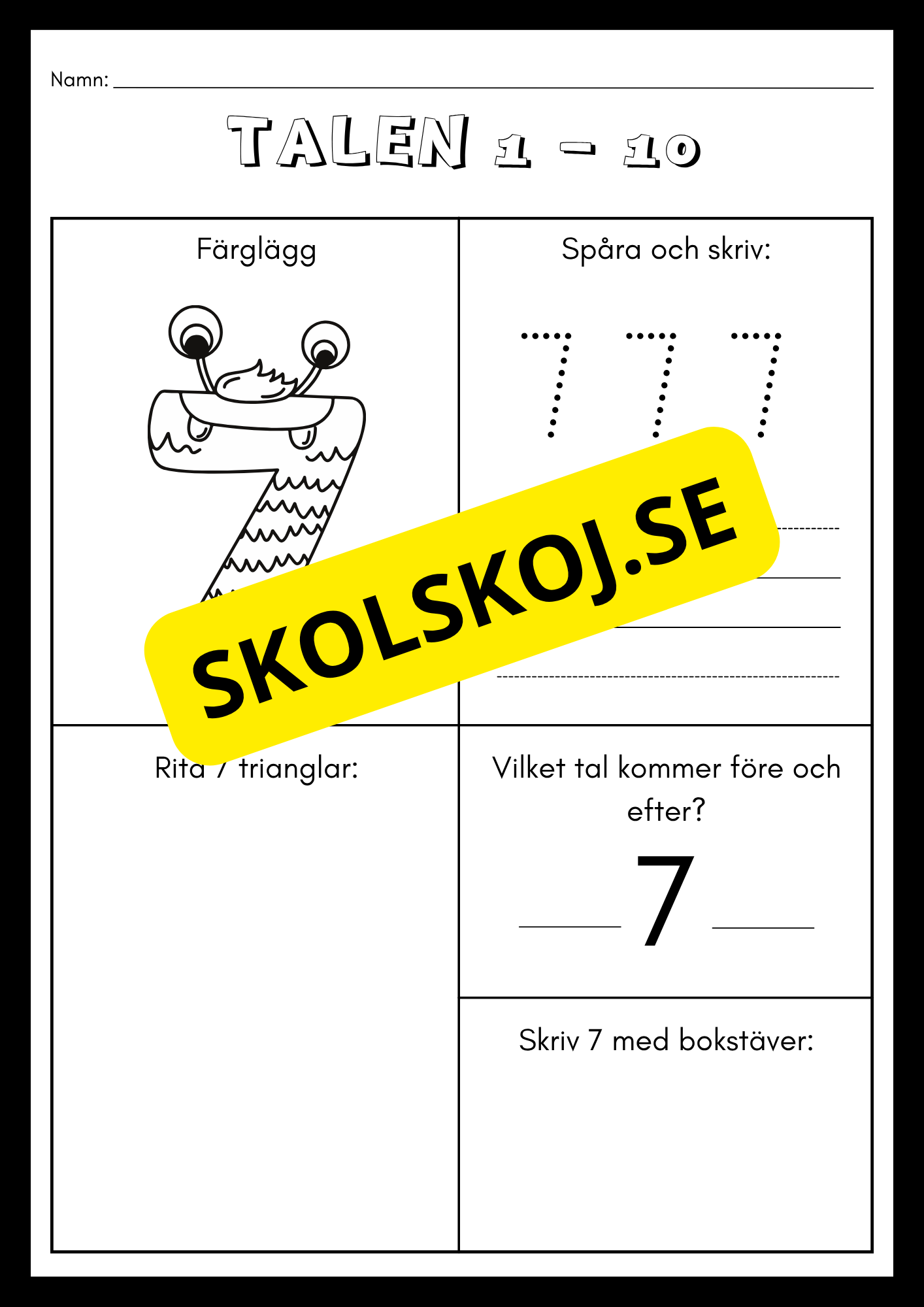 Träna på talen 1 - 10 (21 sidor)