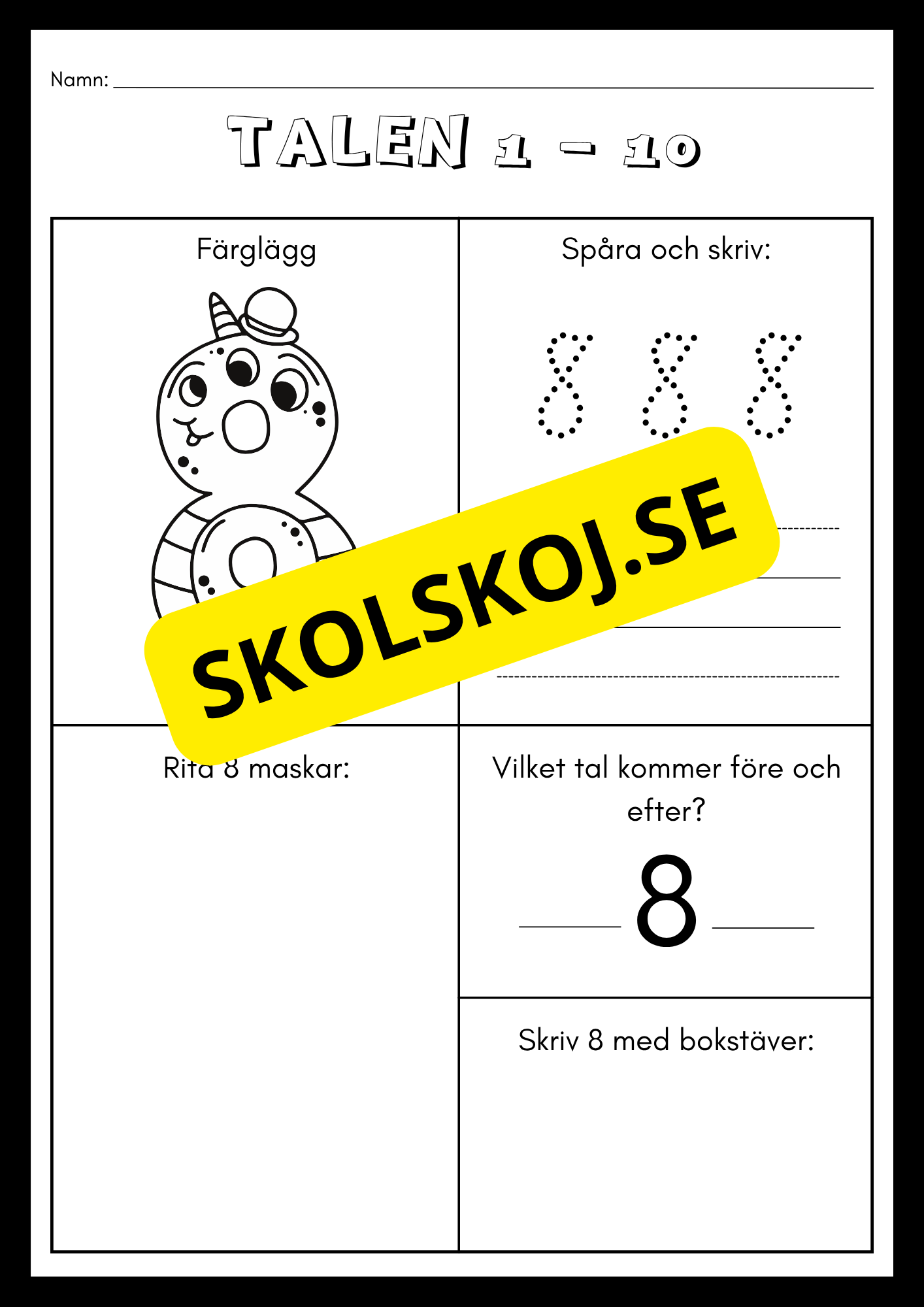 Träna på talen 1 - 10 (21 sidor)
