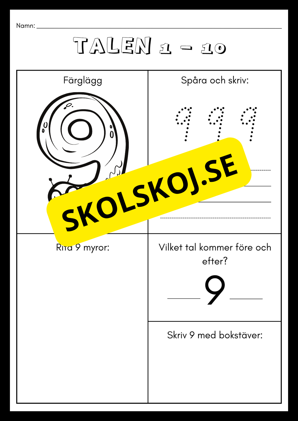 Träna på talen 1 - 10 (21 sidor)