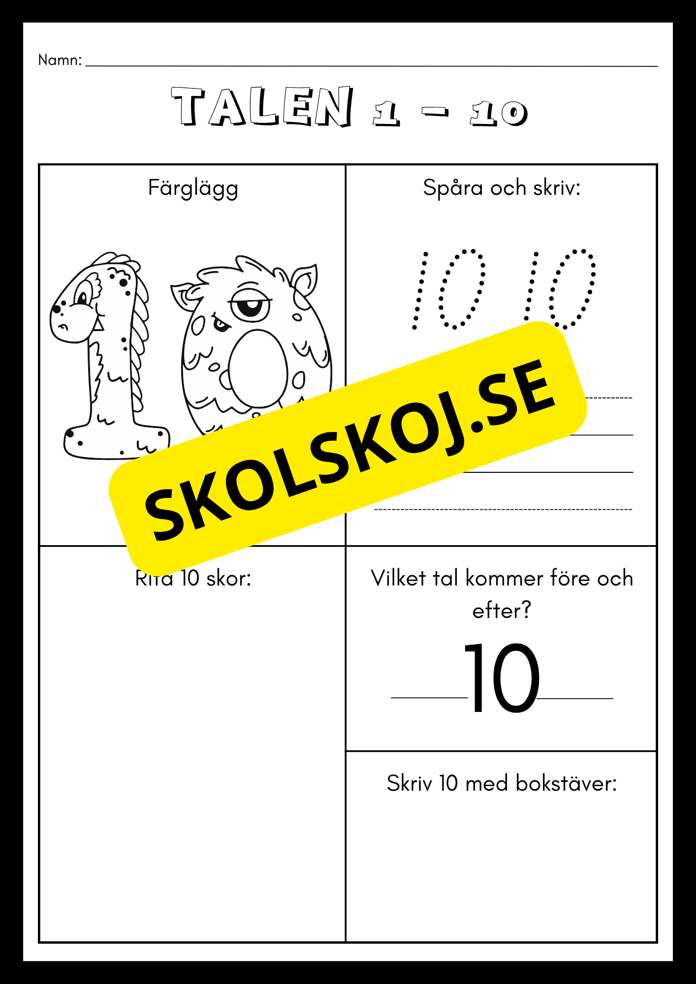 Träna på talen 1 - 10 (21 sidor)