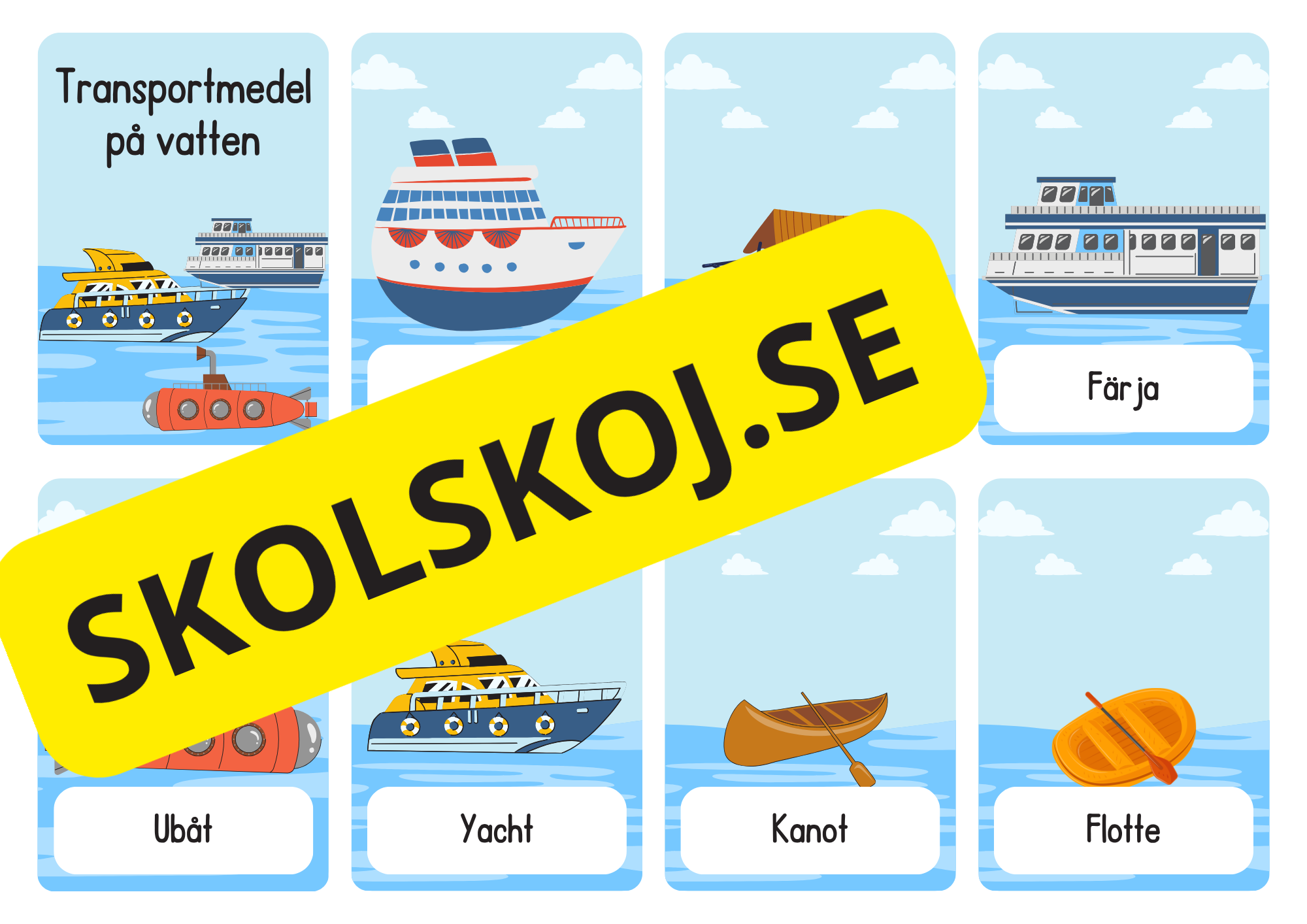 Transportmedel – Bildkort för barn