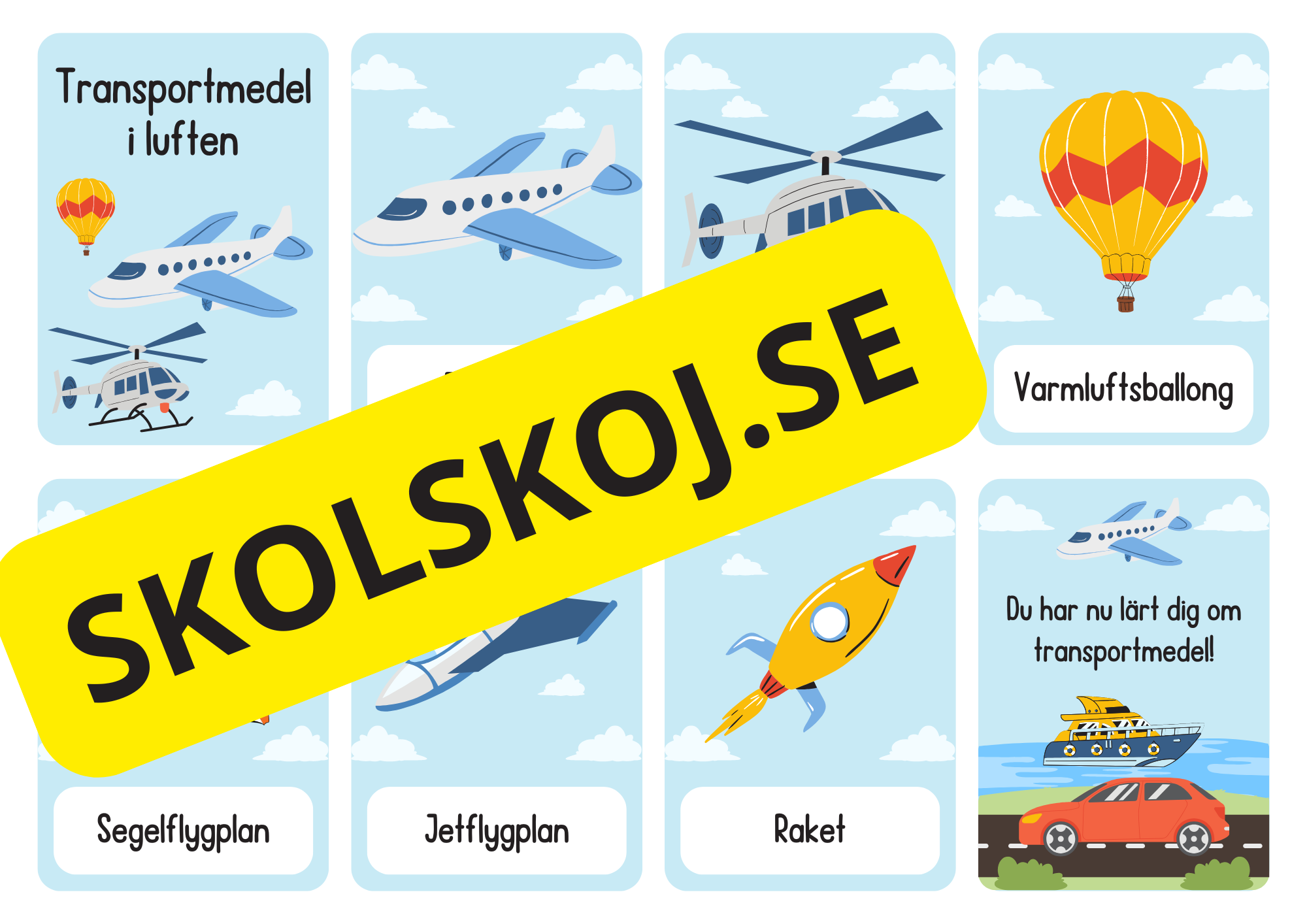 Transportmedel – Bildkort för barn