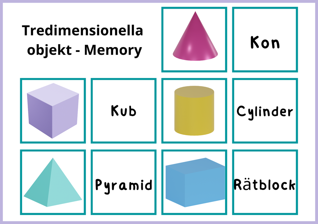 Tredimensionella objekt - Geometri - Memory