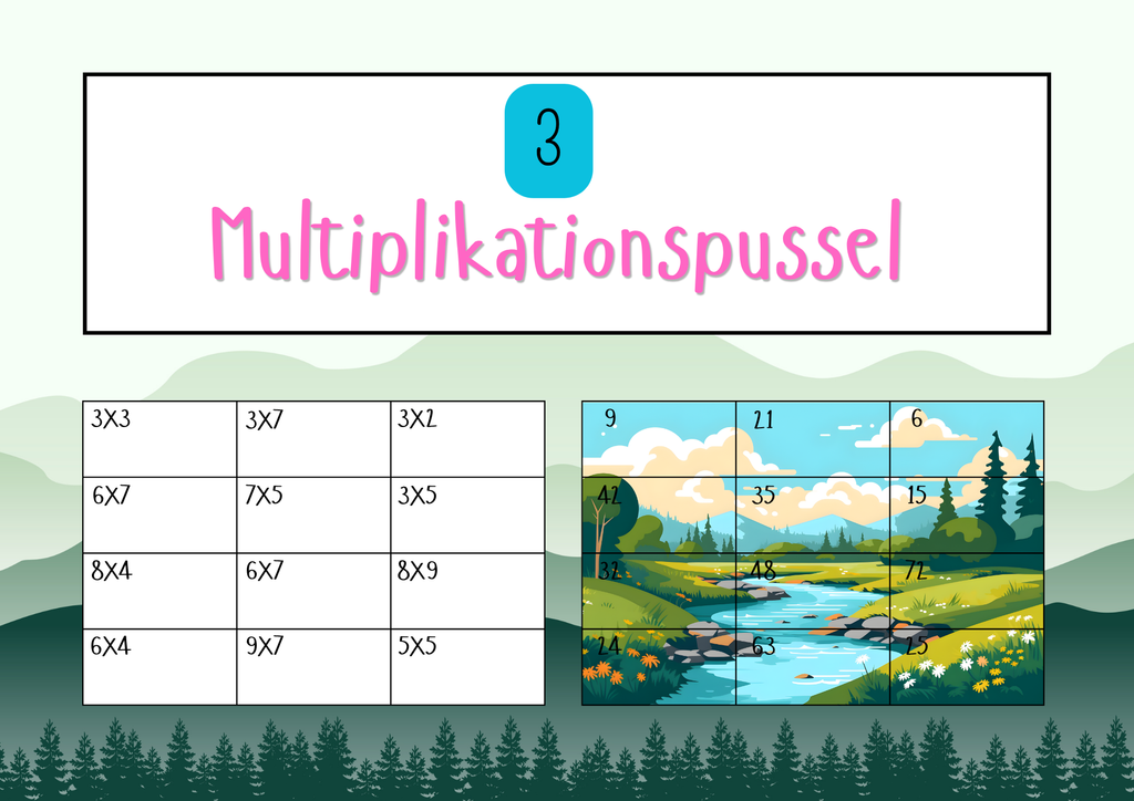 Tre multiplikationspussel