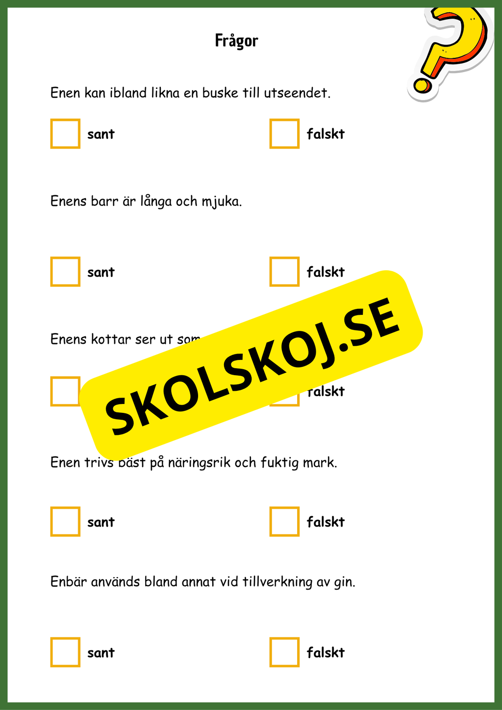 Upptäck barrskogen - Barrskogens träd - Årskurs 3 - 6