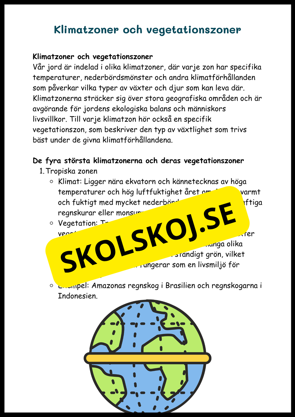 Upptäck jordens klimat- och vegetationszoner