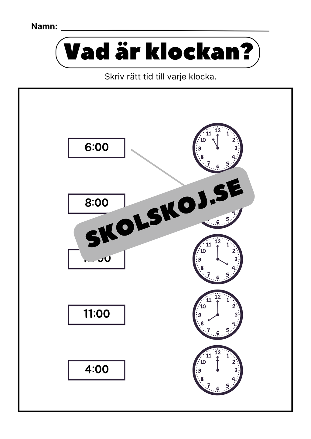Vad är klockan - Halv, hel - Häfte
