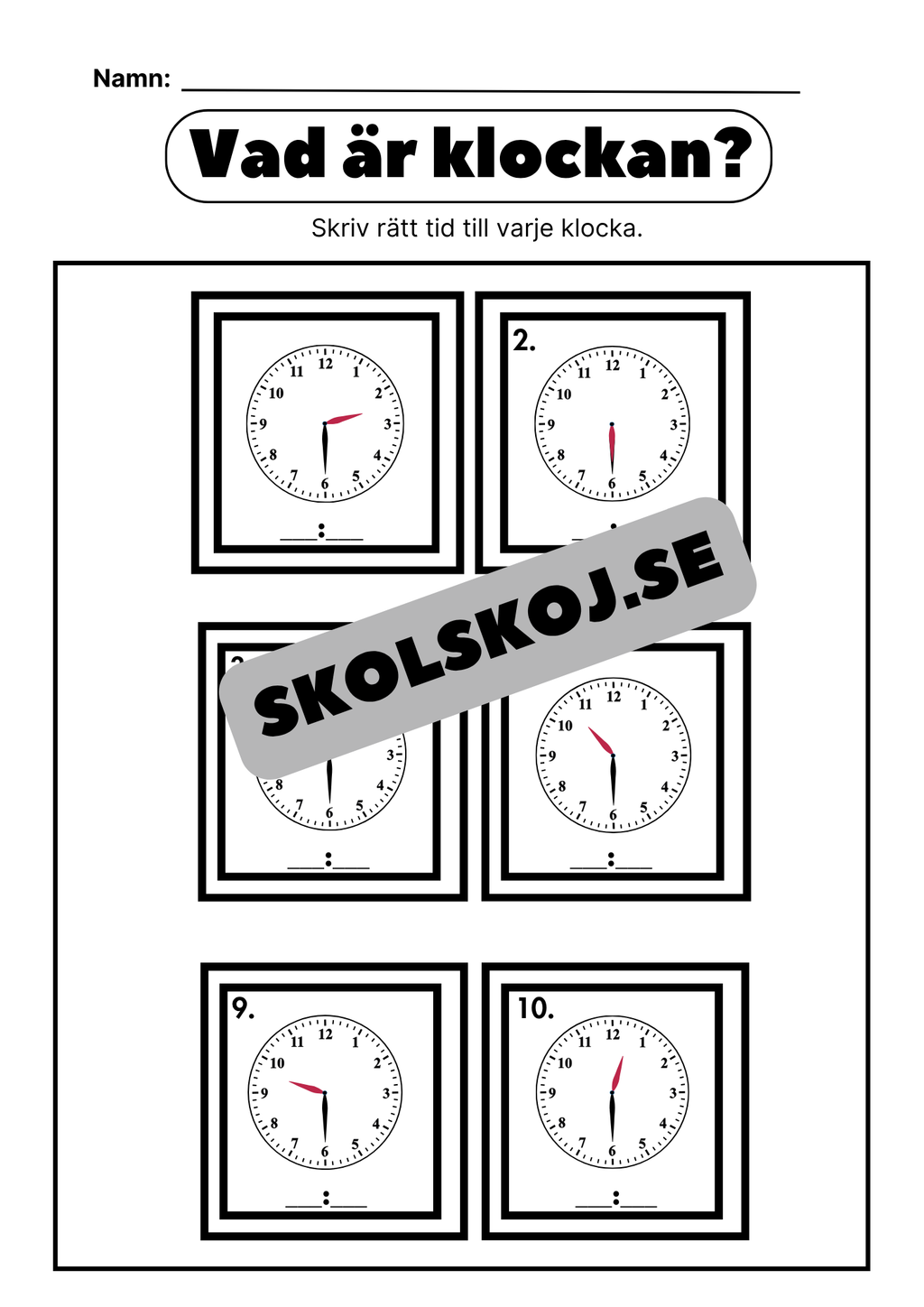 Vad är klockan - Halv, hel - Häfte