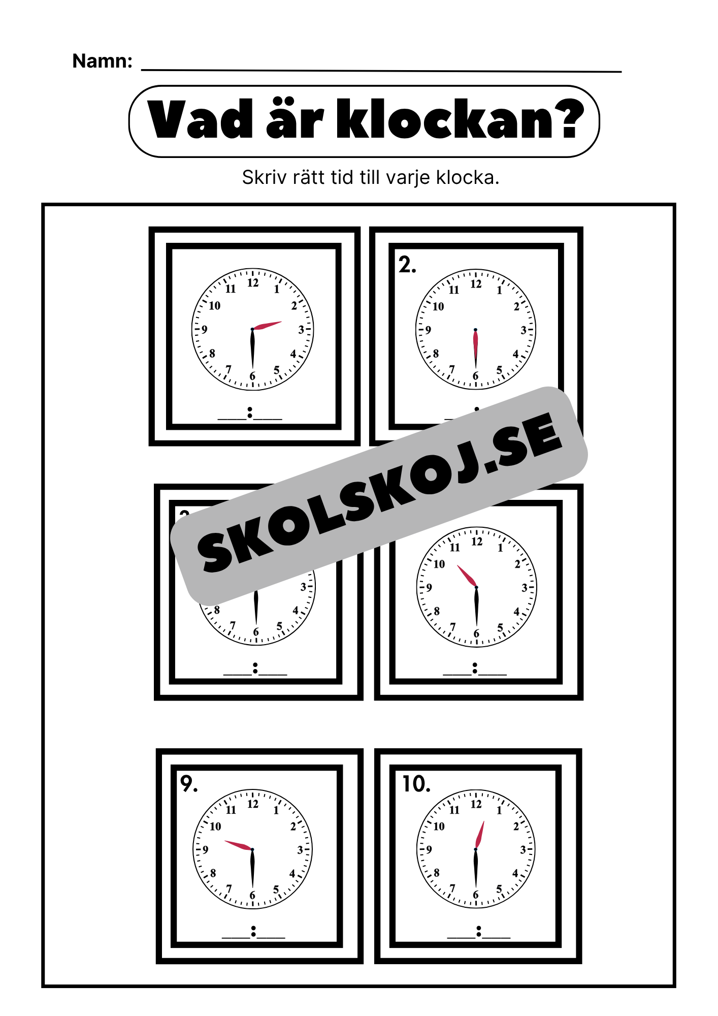 Vad är klockan - Halv, hel - Häfte
