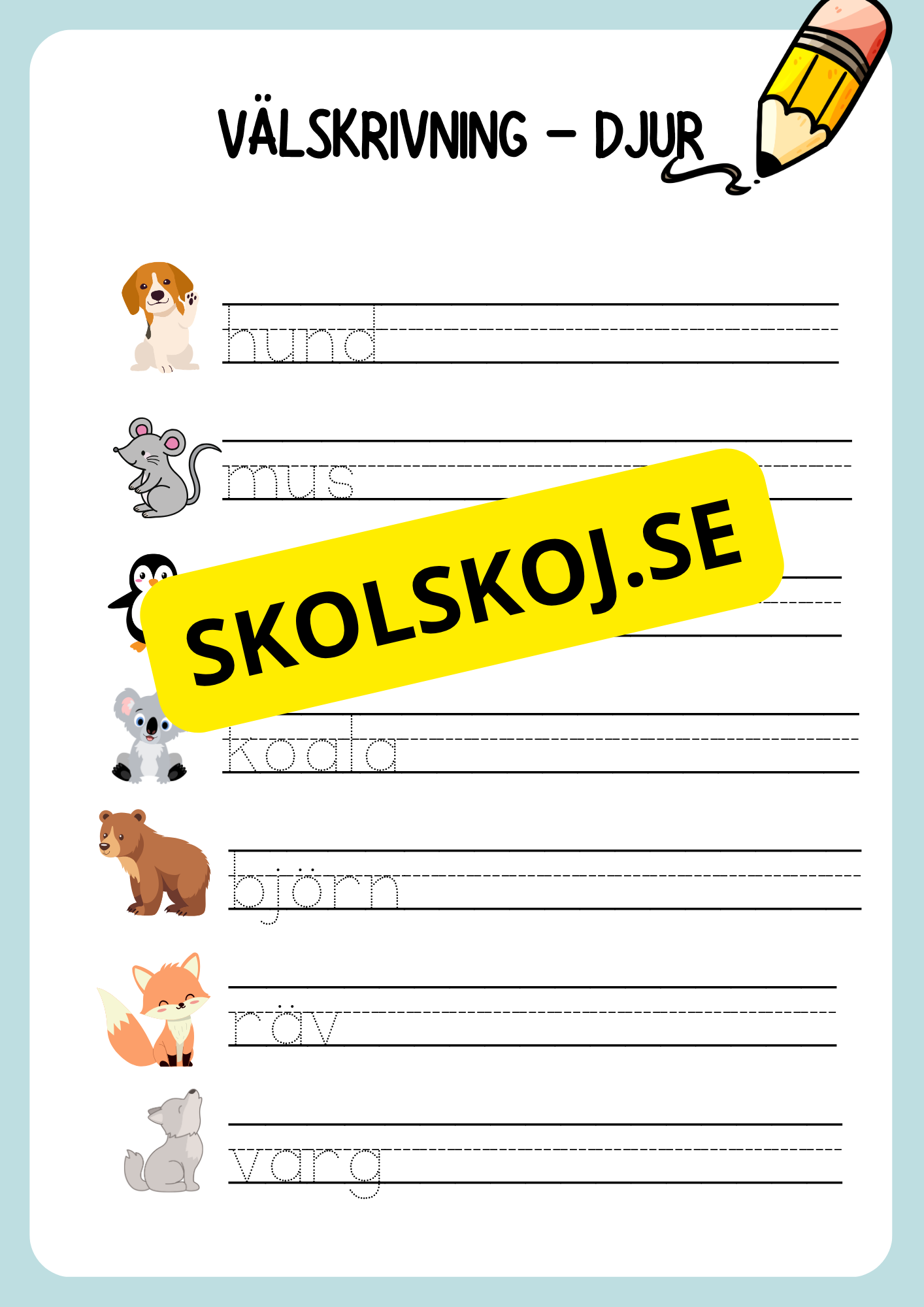 Välskrivning - Djur