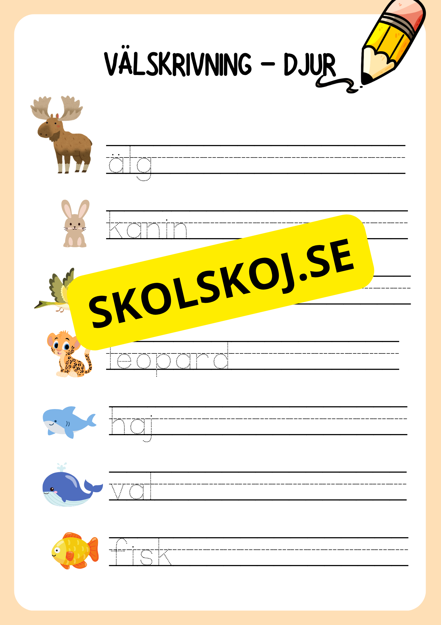 Välskrivning - Djur