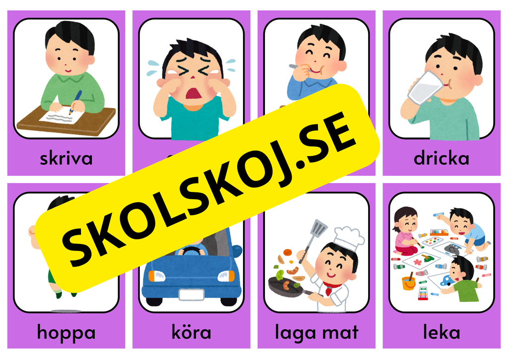 Vanliga verb – Bildkort