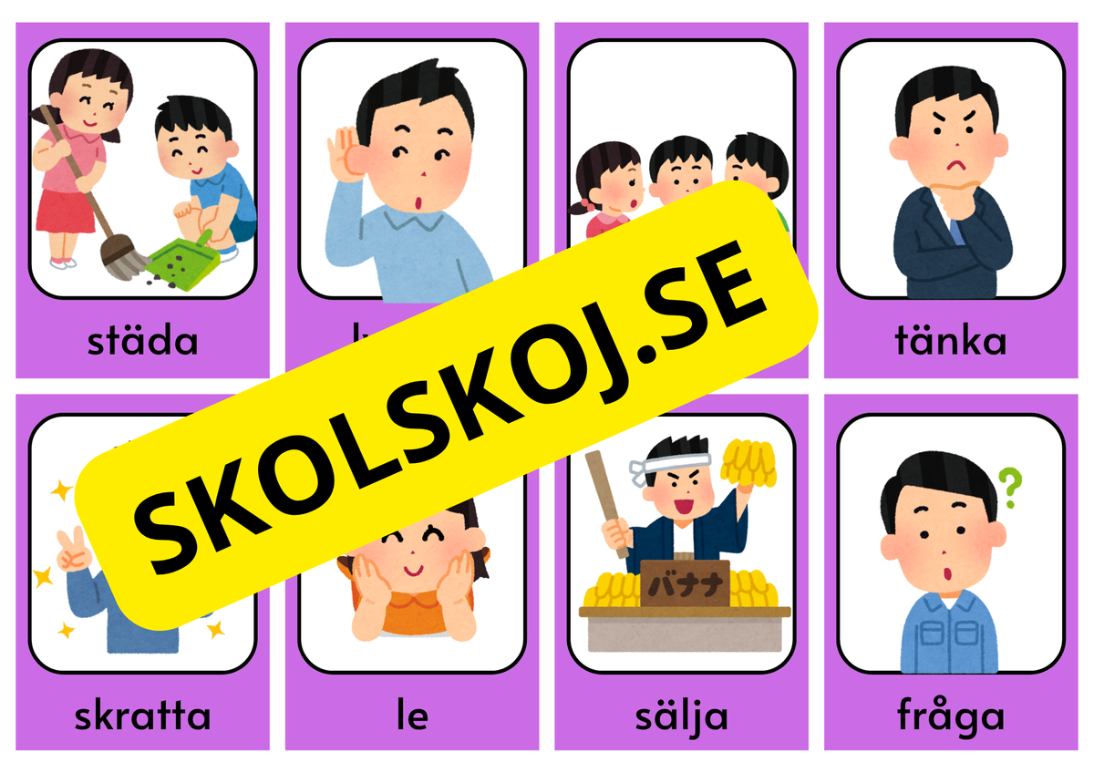 Vanliga verb – Bildkort