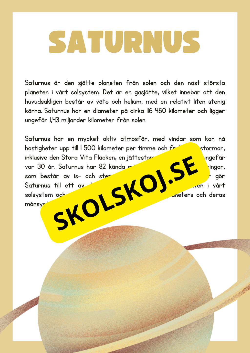 Våra 8 planeter - Läsförståelse - Häfte