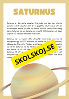 Våra 8 planeter - Läsförståelse - Häfte