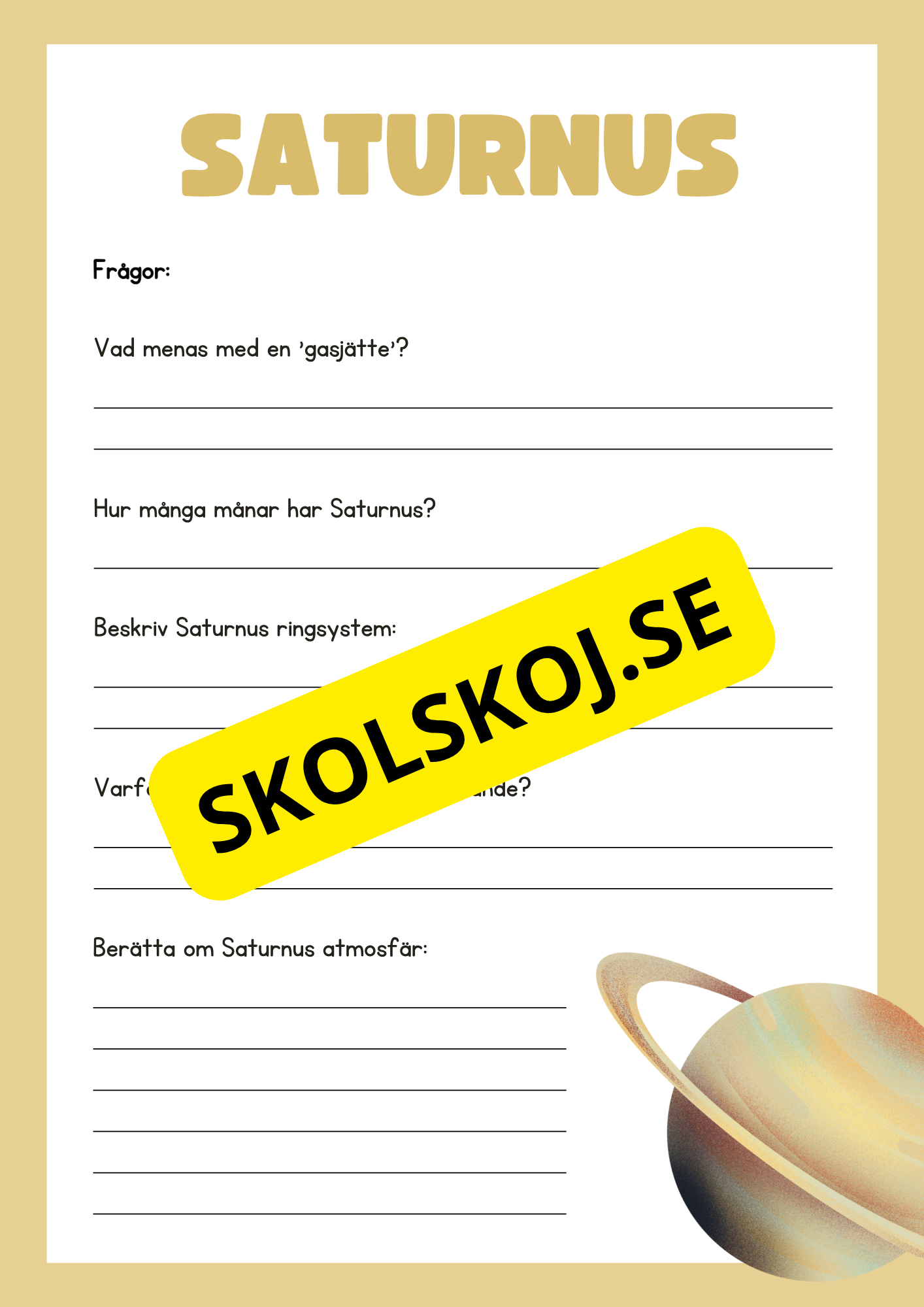 Våra 8 planeter - Läsförståelse - Häfte