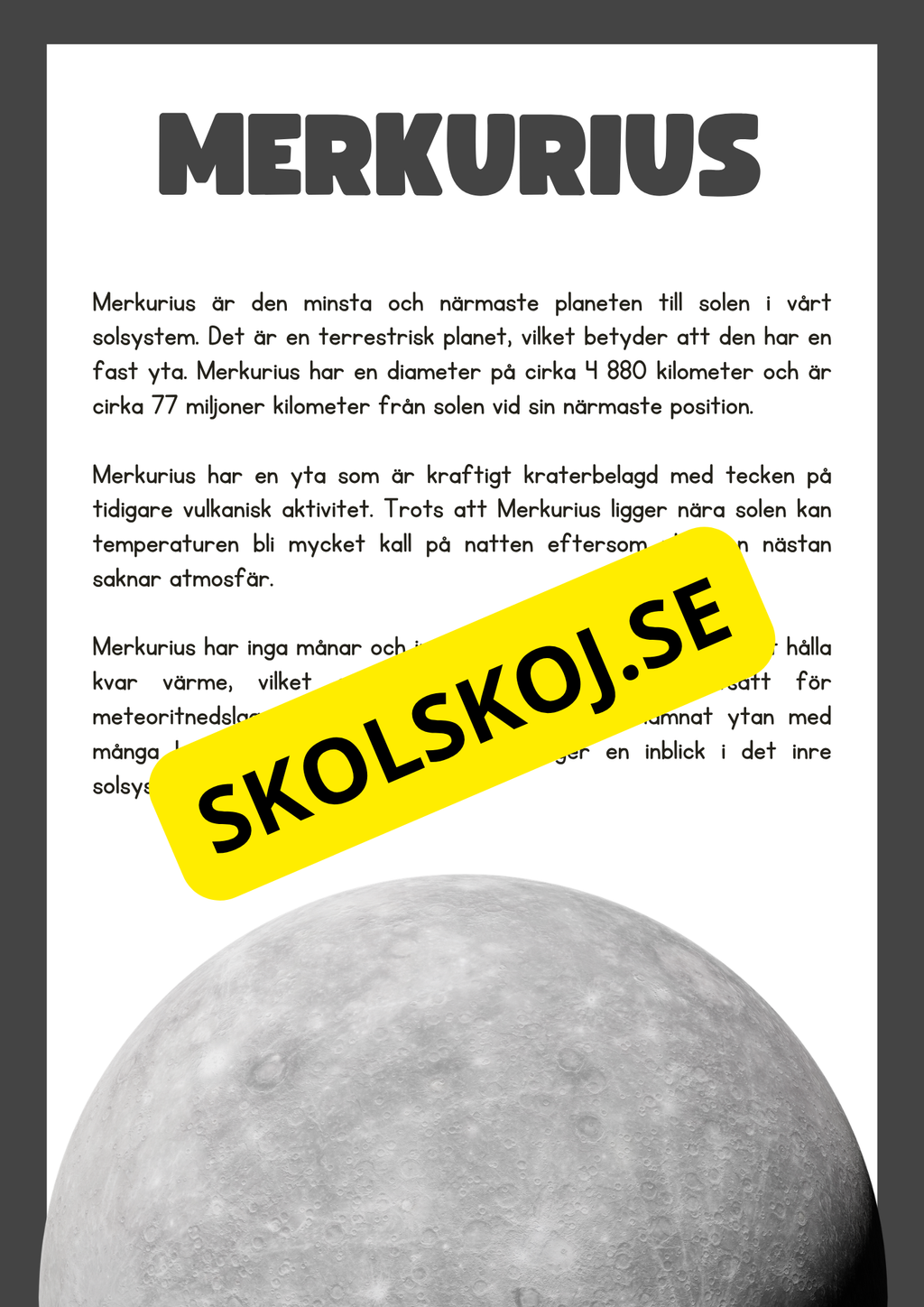 Våra 8 planeter - Läsförståelse - Häfte