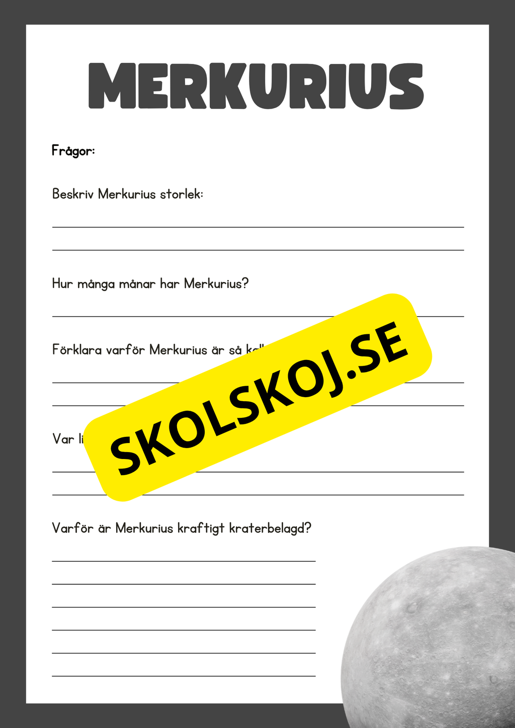 Våra 8 planeter - Läsförståelse - Häfte