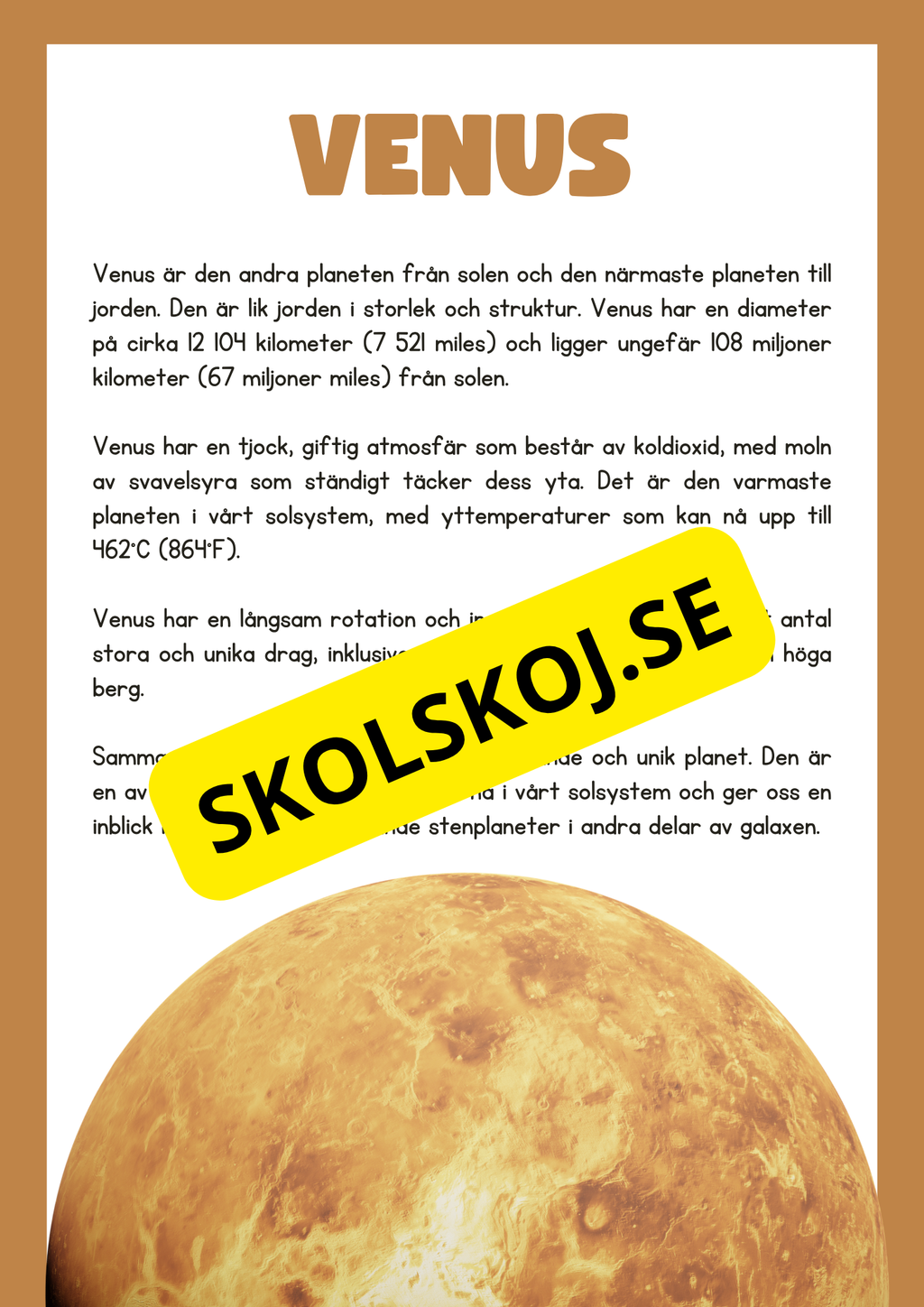 Våra 8 planeter - Läsförståelse - Häfte