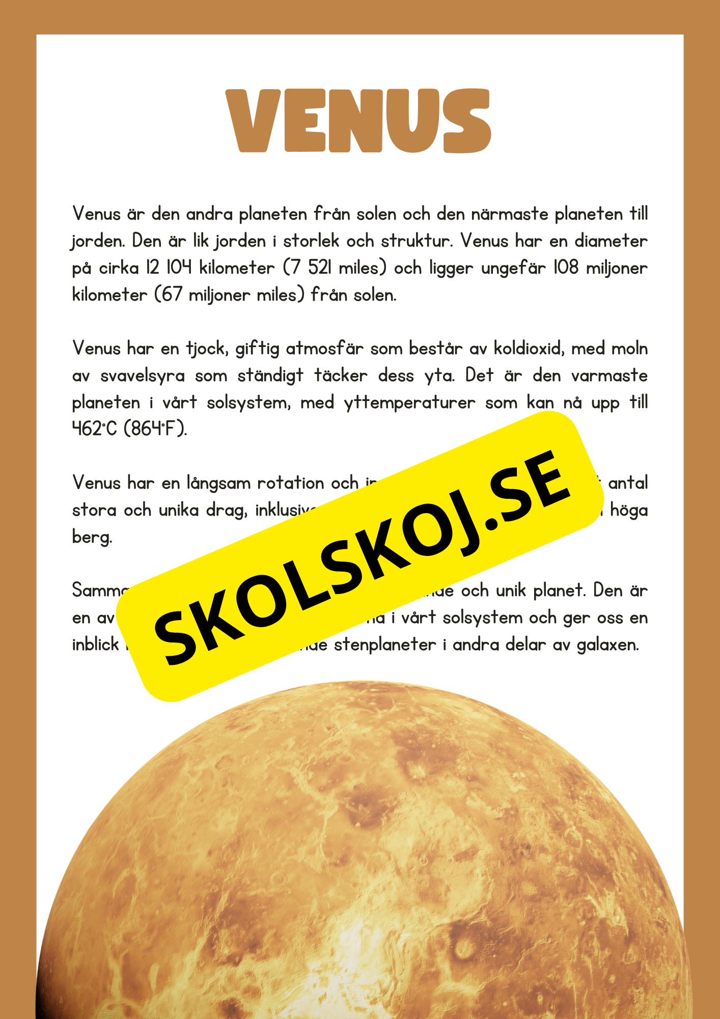 Våra 8 planeter - Läsförståelse - Häfte