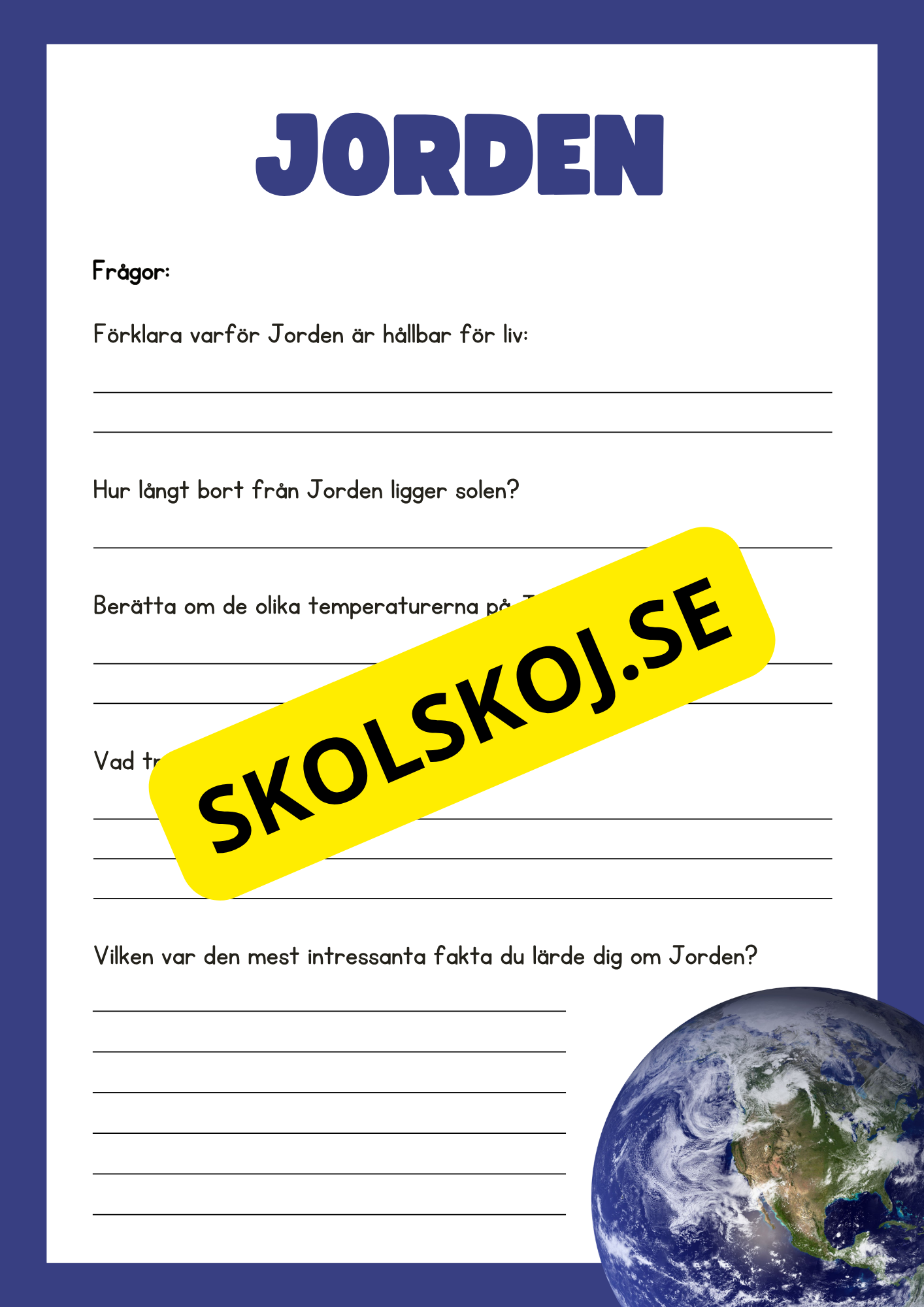 Våra 8 planeter - Läsförståelse - Häfte